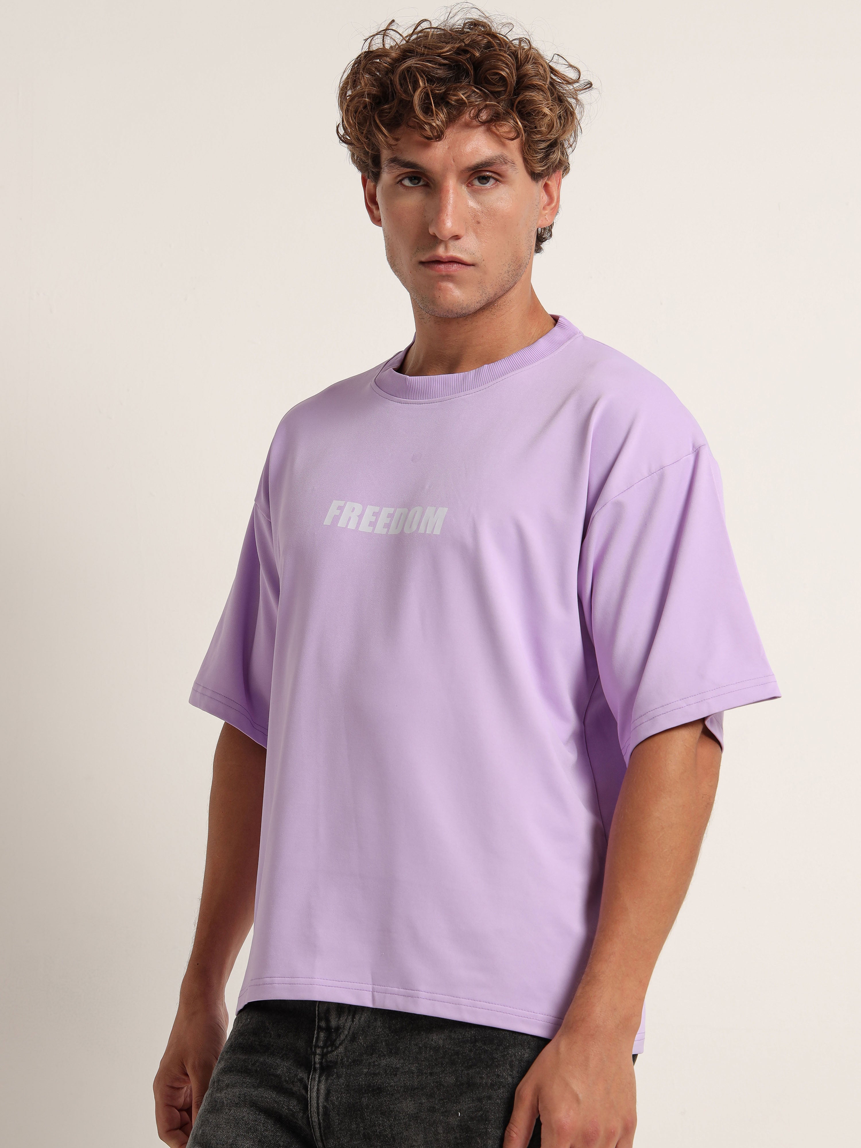 Men's Lavender Great Wave Off Kanagawa Oversized T-Shirt