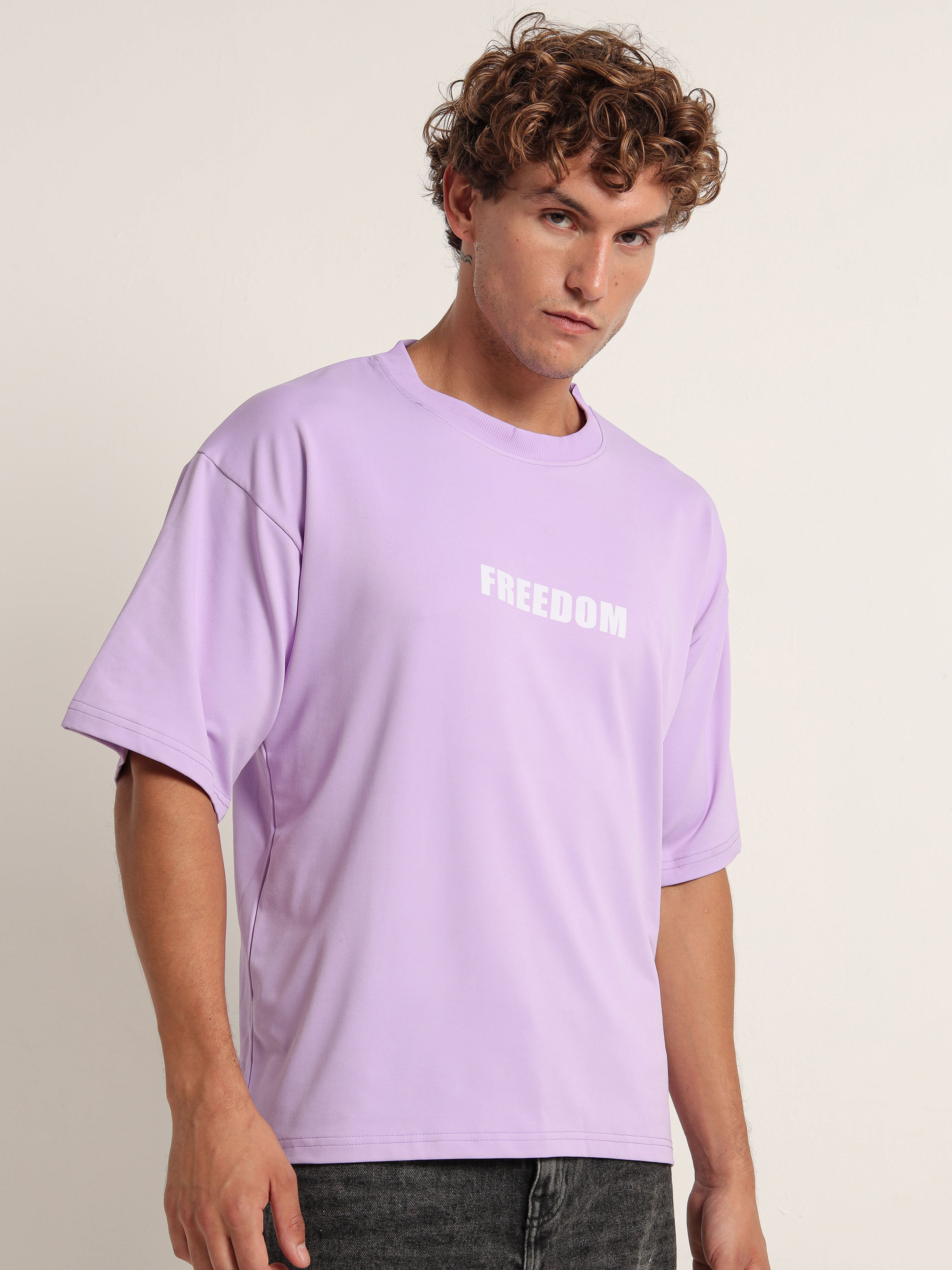 Men's Lavender Great Wave Off Kanagawa Oversized T-Shirt