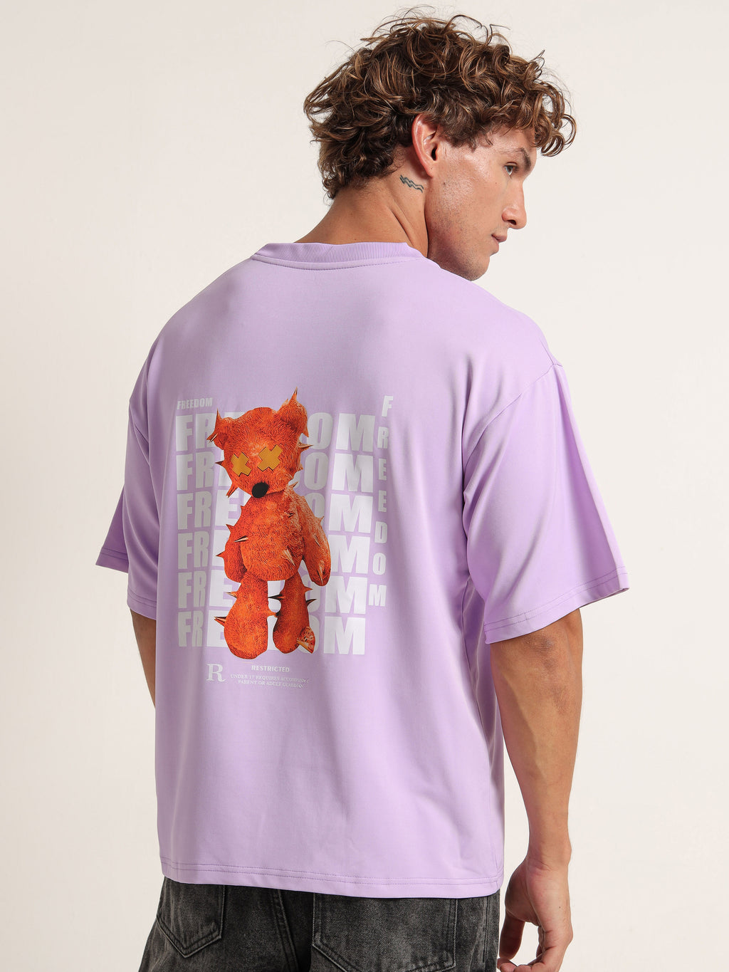 Men's Lavender Great Wave Off Kanagawa Oversized T-Shirt