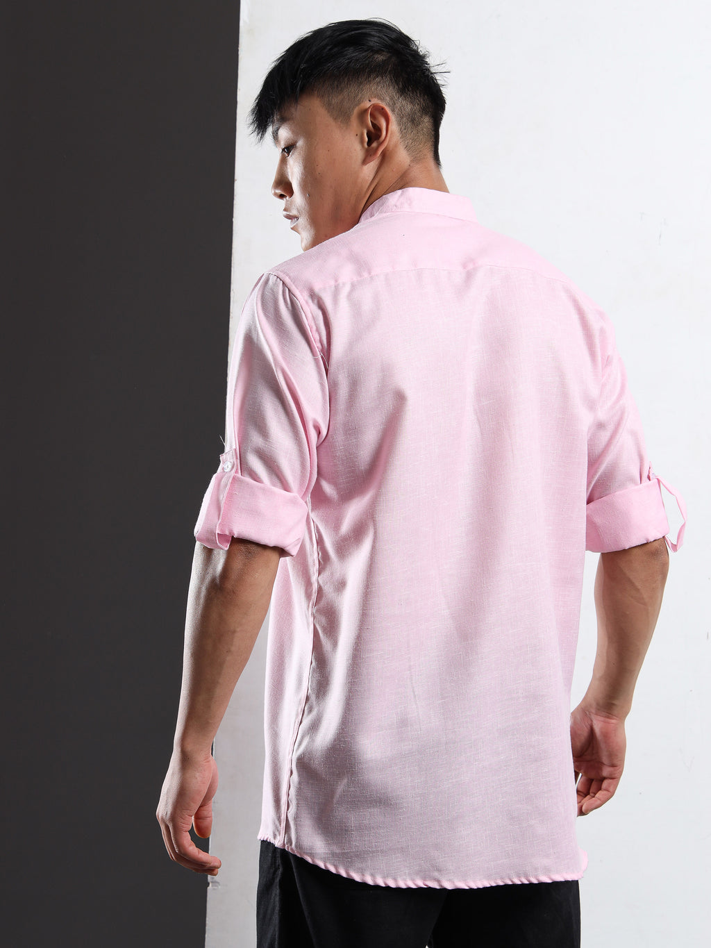 Men’s Light Pink Full Sleeve Short Kurta