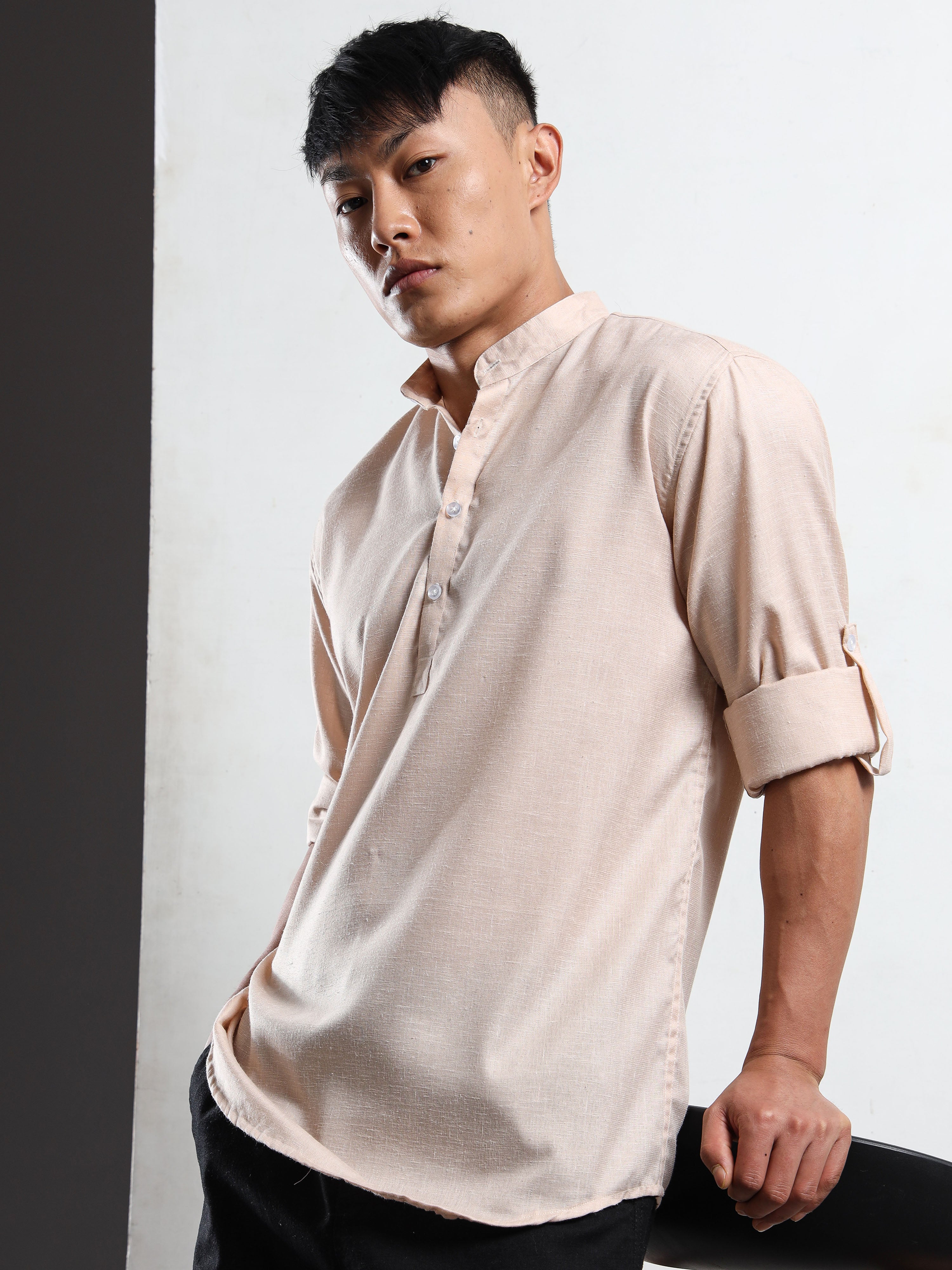 Men’s Cream Full Sleeve Short Kurta