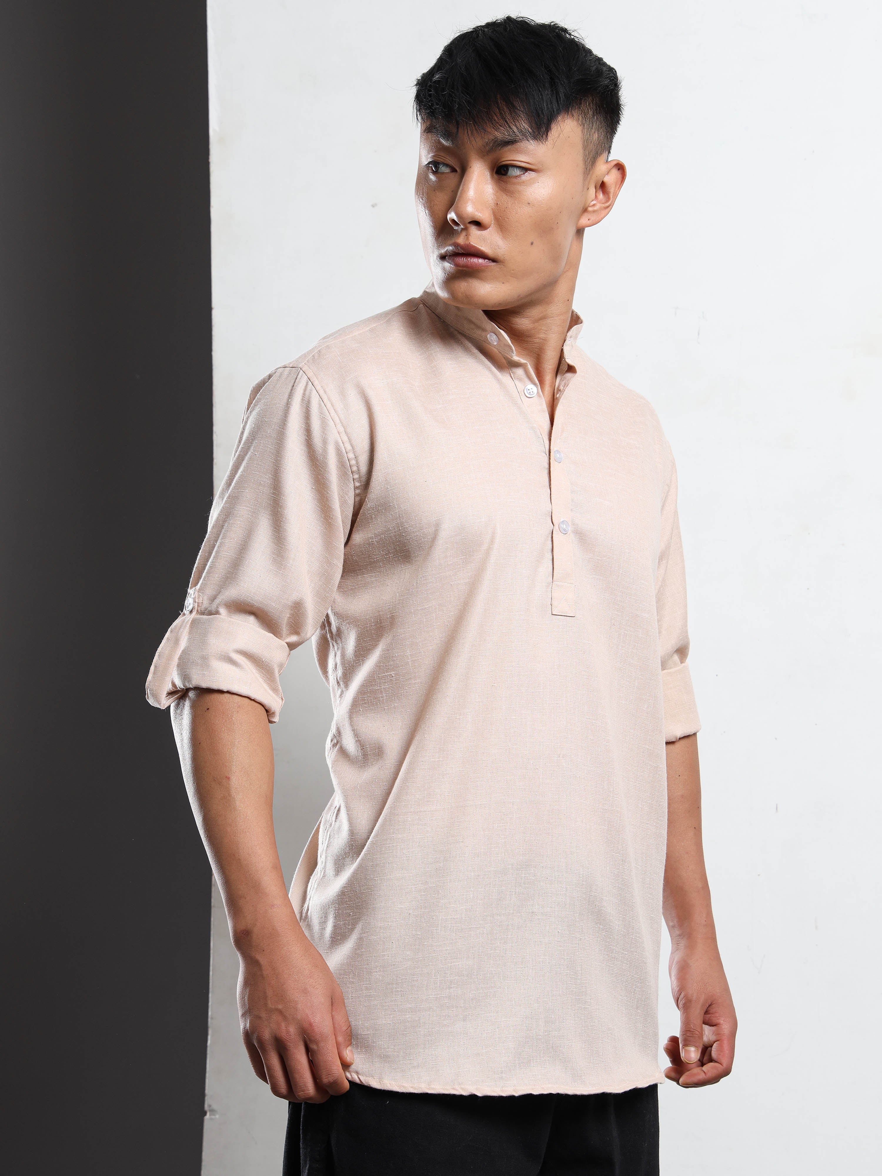 Men’s Cream Full Sleeve Short Kurta