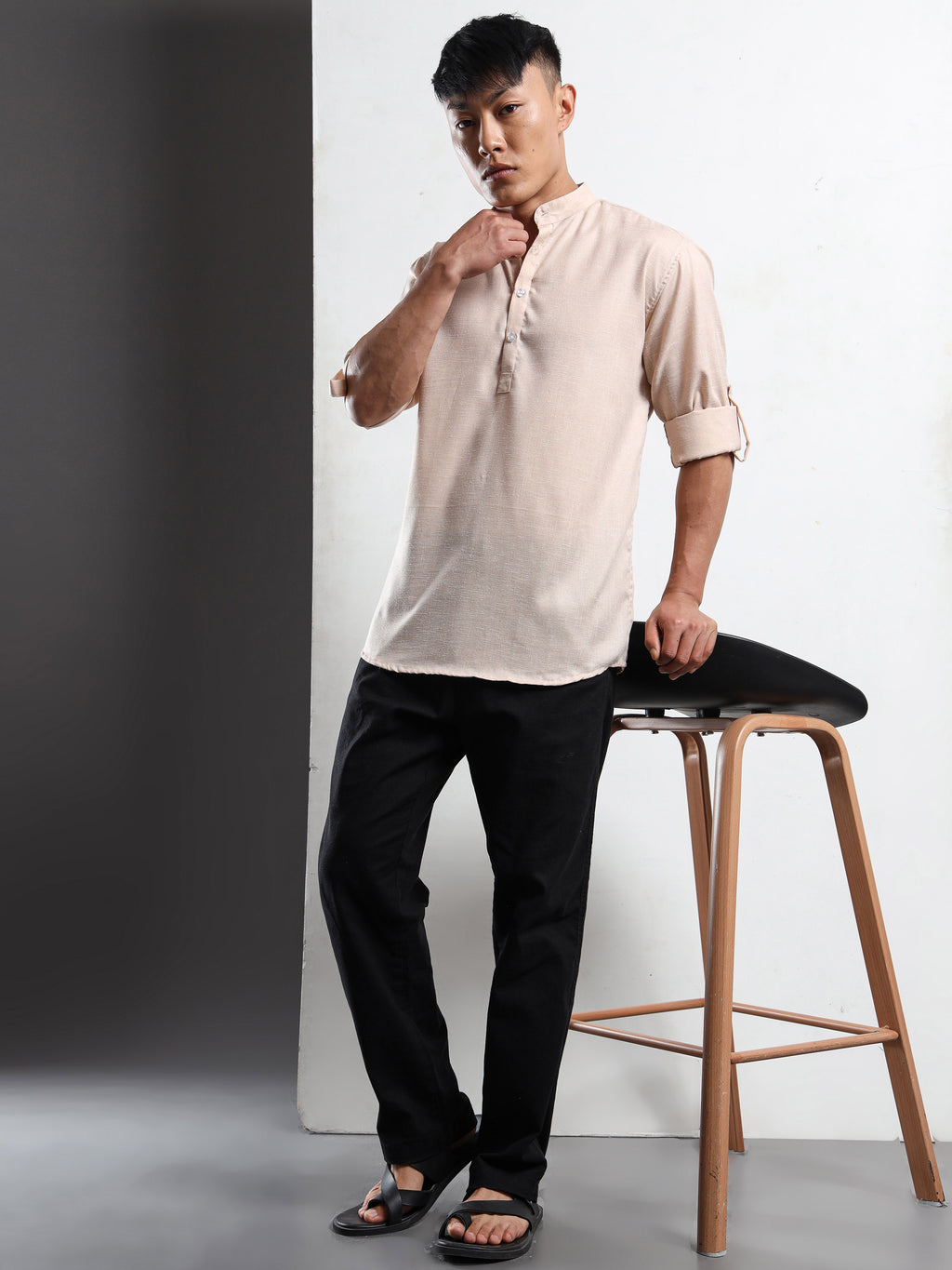 Men’s Cream Full Sleeve Short Kurta