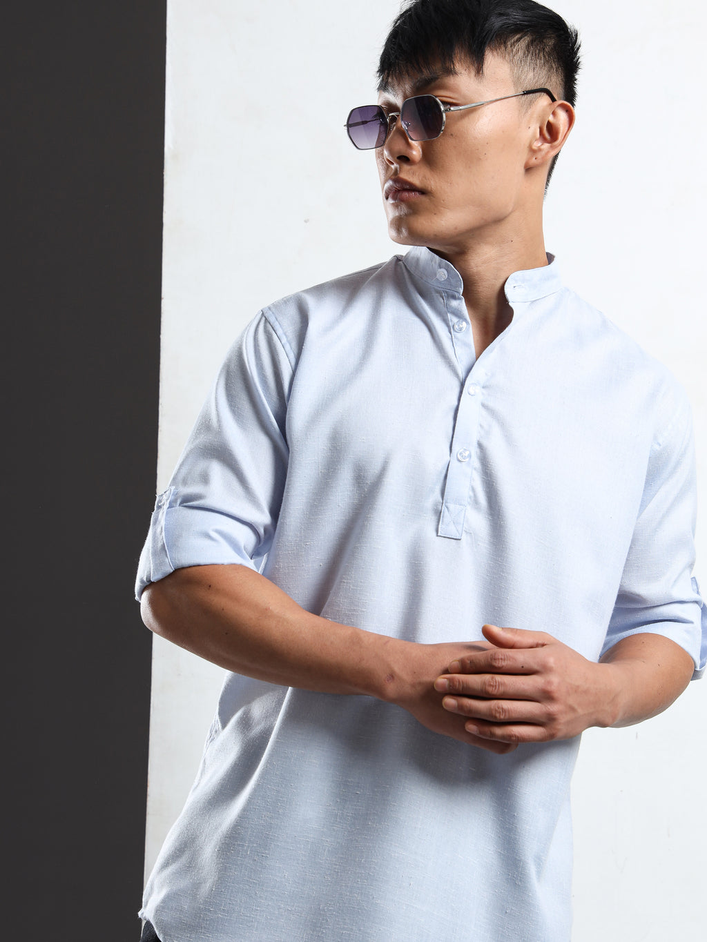 Men’s Light Purple Full Sleeve Short Kurta