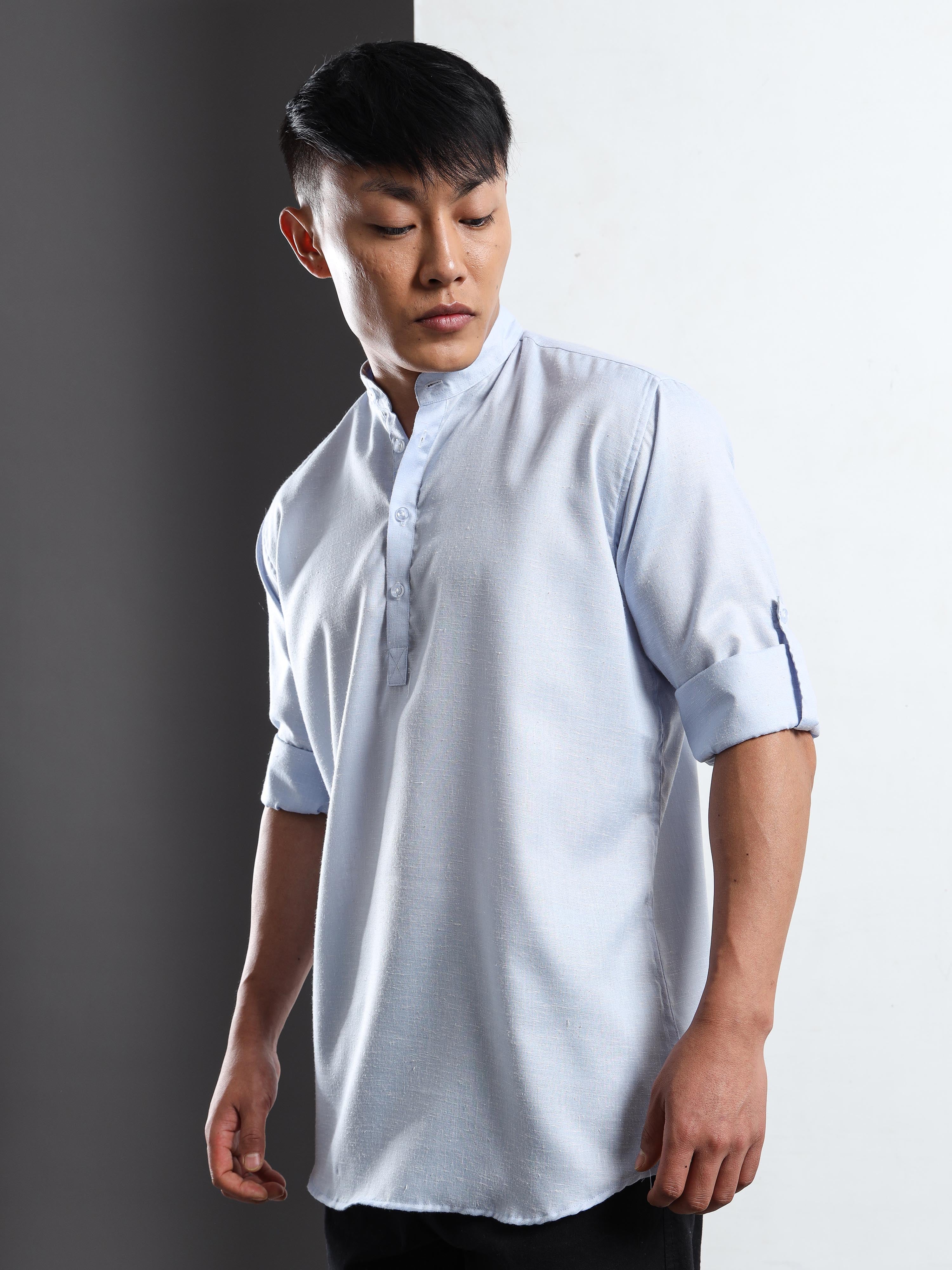 Men’s Light Purple Full Sleeve Short Kurta