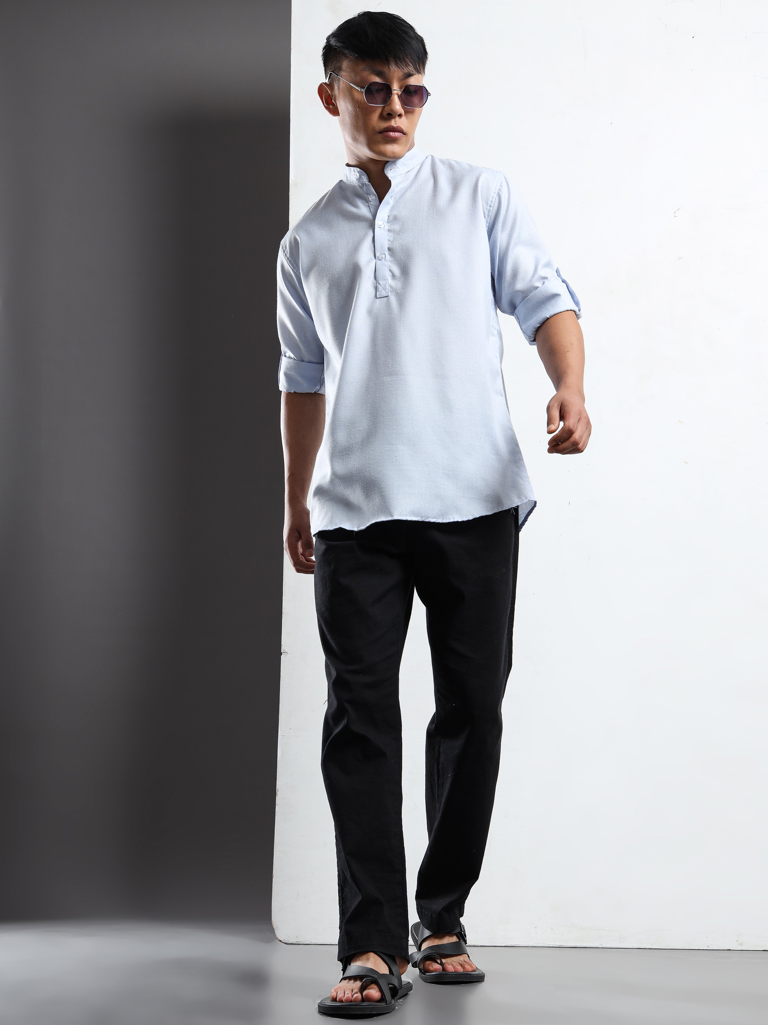 Men’s Light Purple Full Sleeve Short Kurta