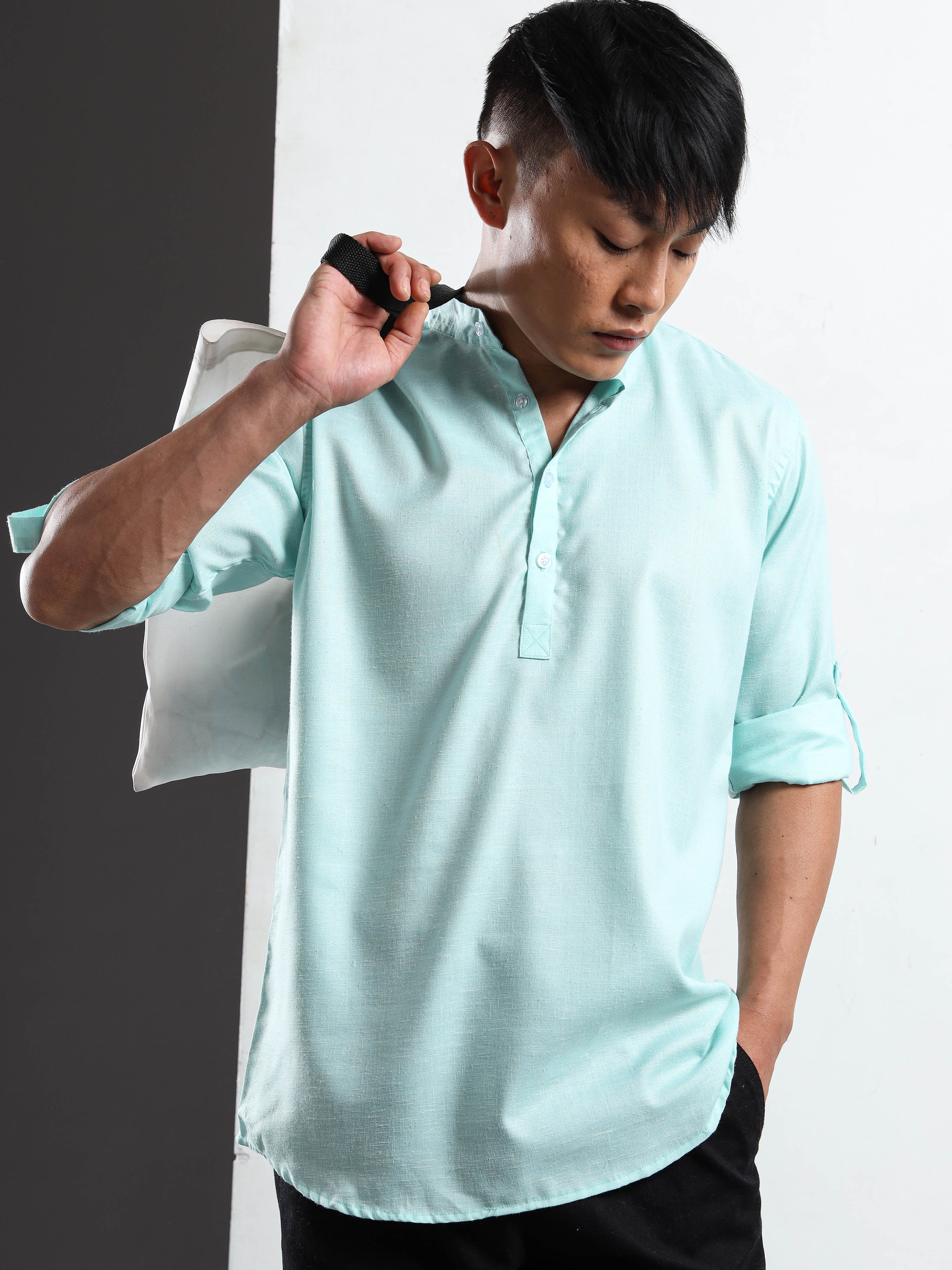 Men’s Sky Blue Full Sleeve Short Kurta