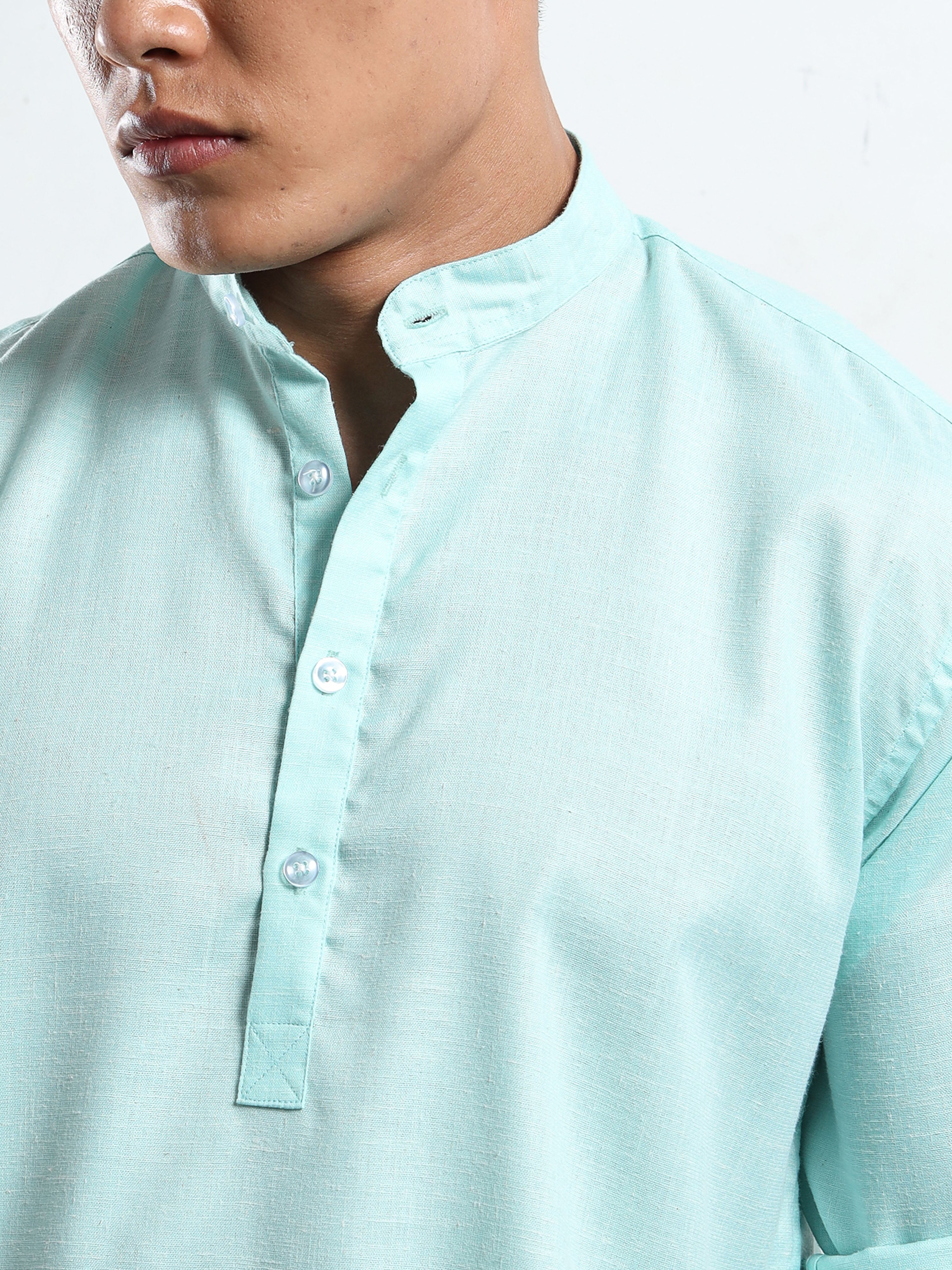 Men’s Sky Blue Full Sleeve Short Kurta
