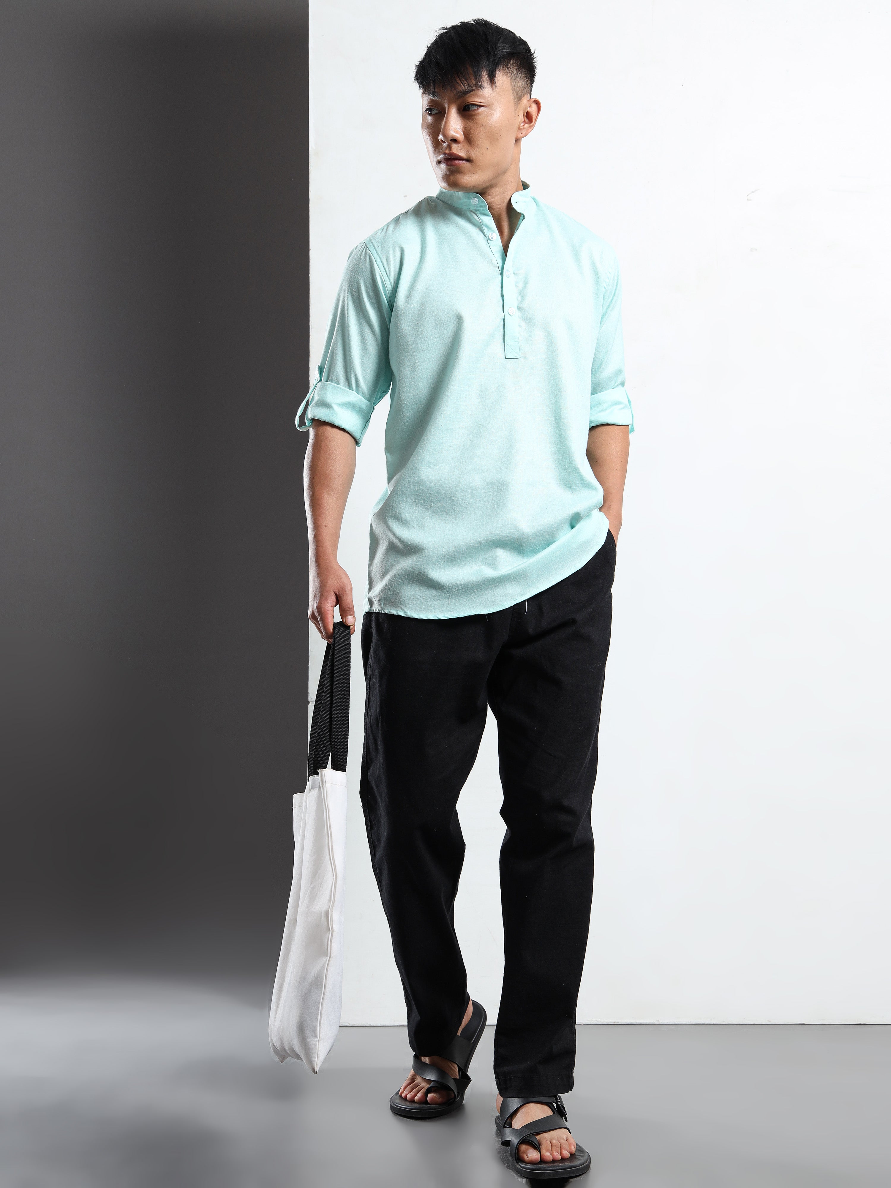 Men’s Sky Blue Full Sleeve Short Kurta