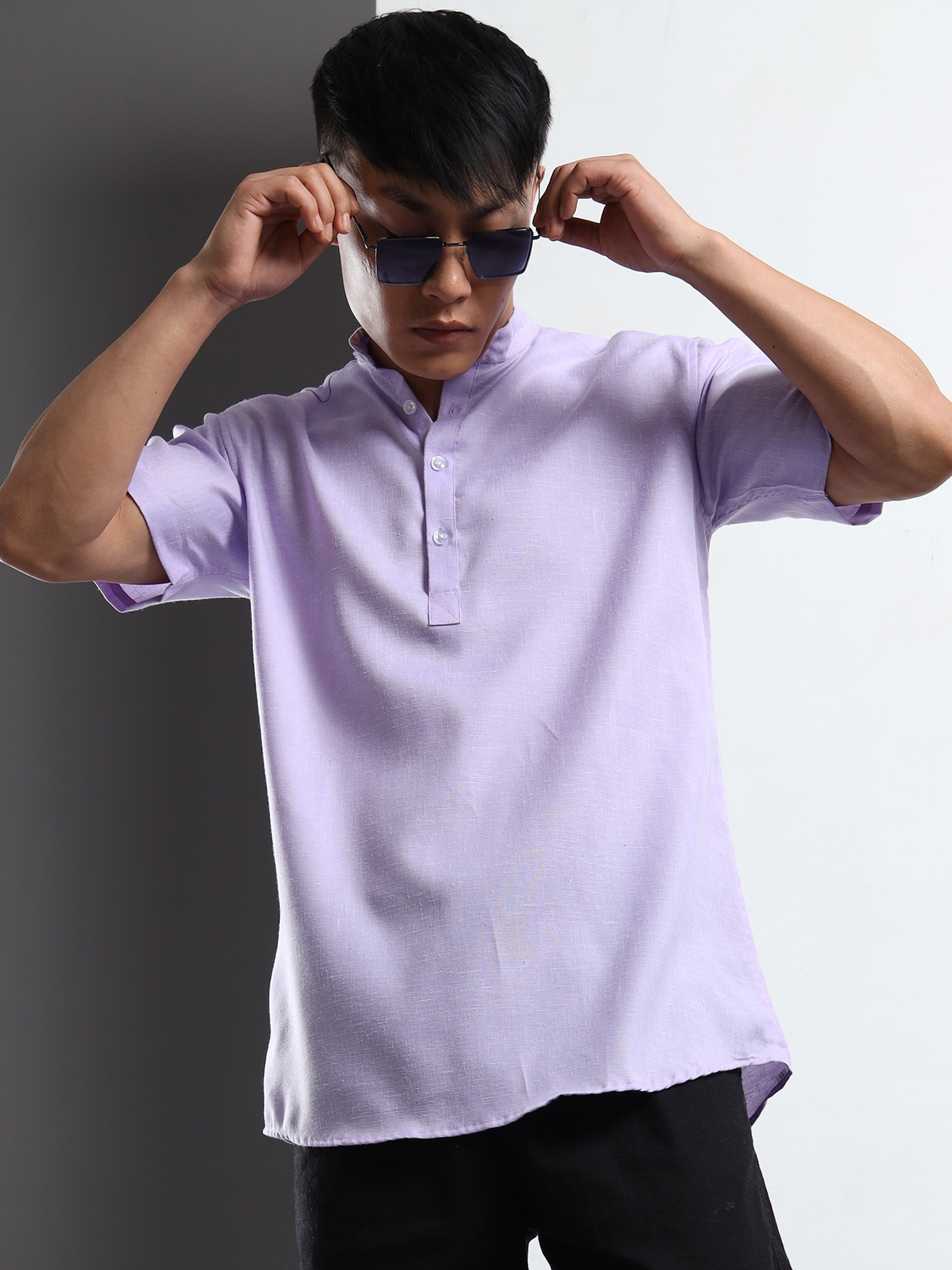 Men’s Lavender Short Sleeve Kurta