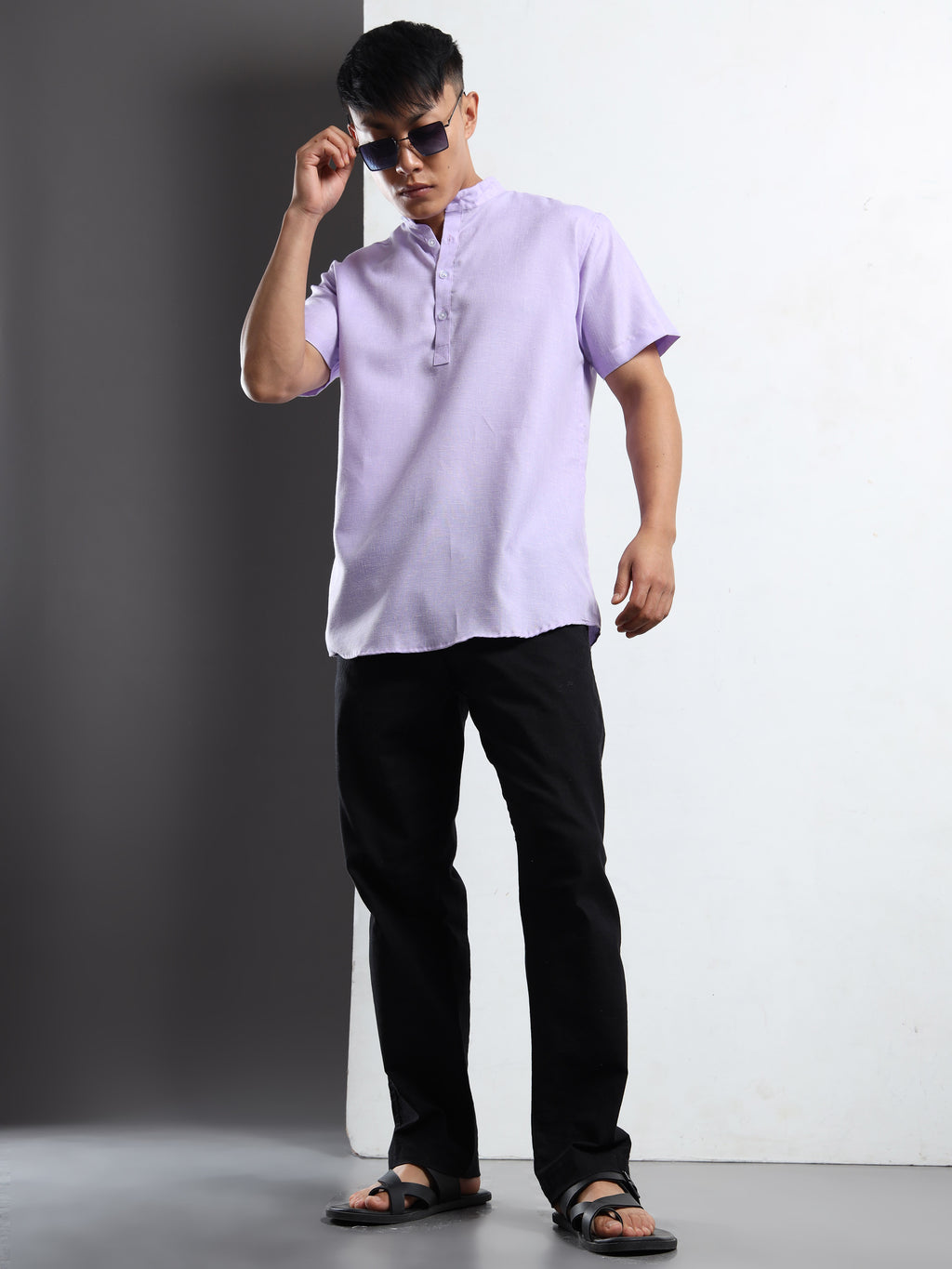 Men’s Lavender Short Sleeve Kurta