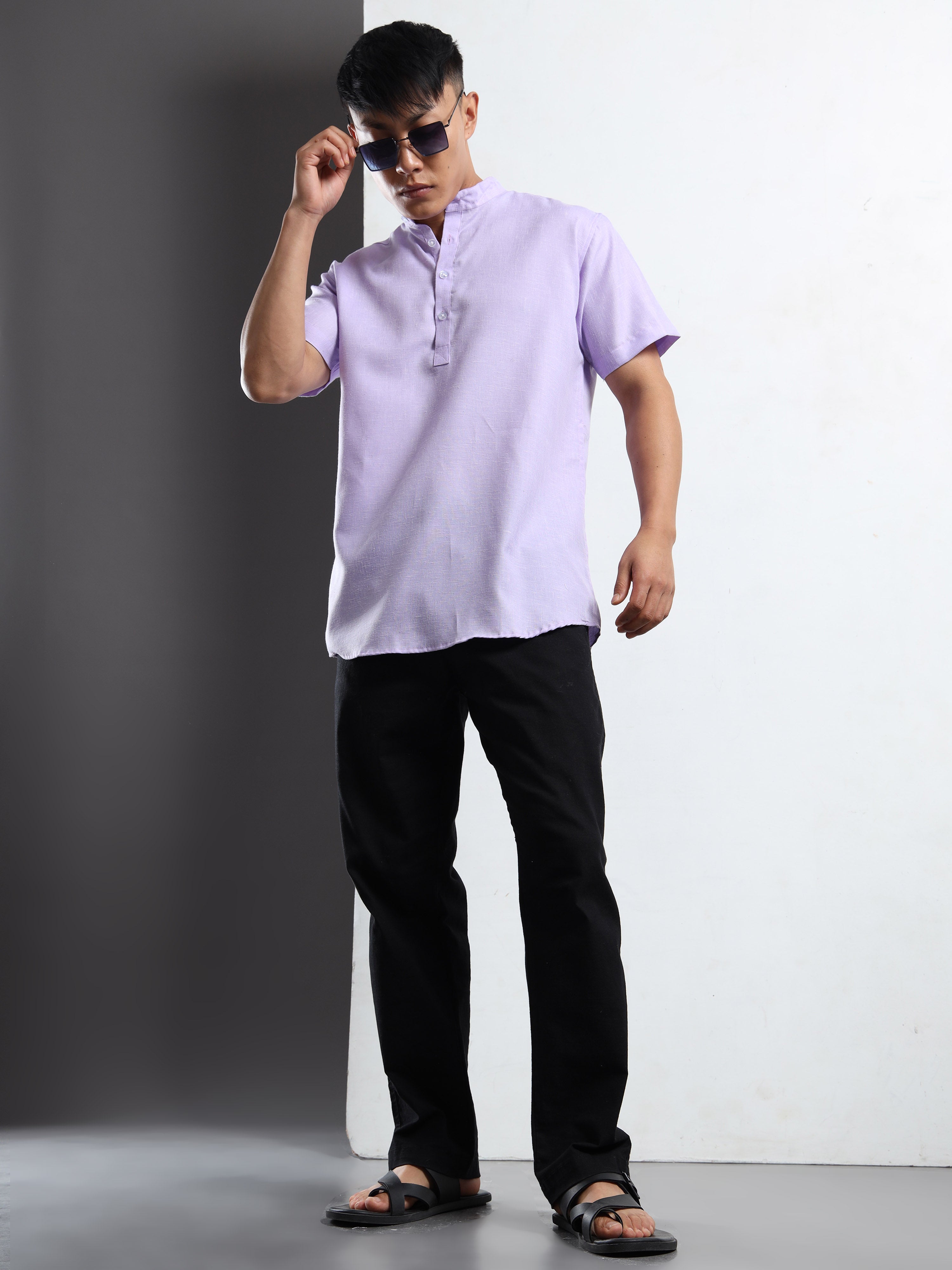 Men’s Lavender Short Sleeve Kurta