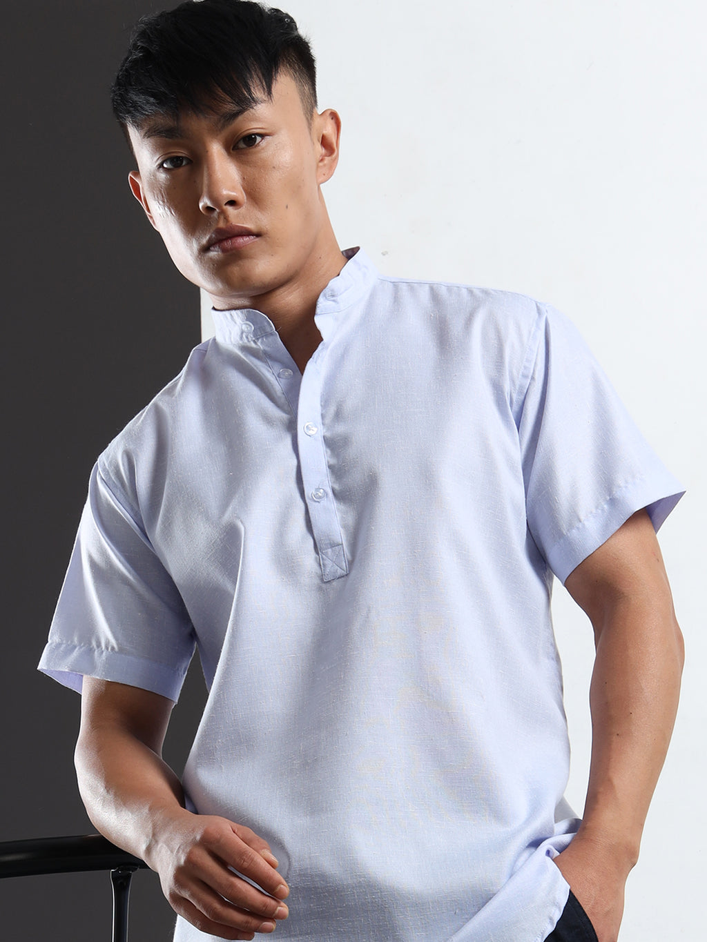 Men’s Light Blue Short Sleeve Kurta