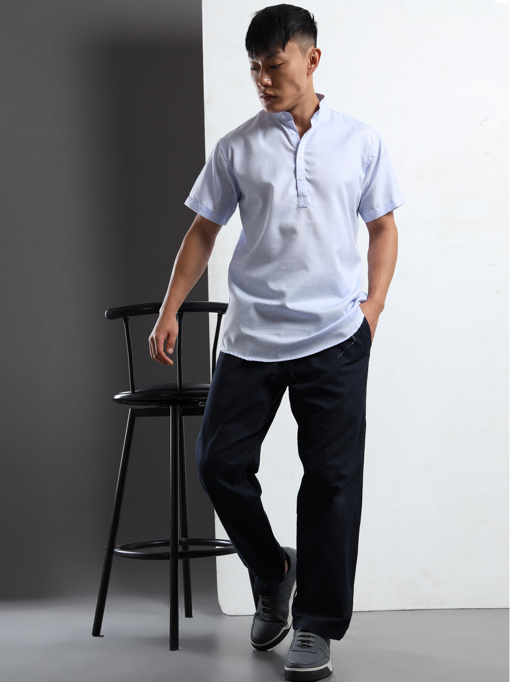 Men’s Light Blue Short Sleeve Kurta