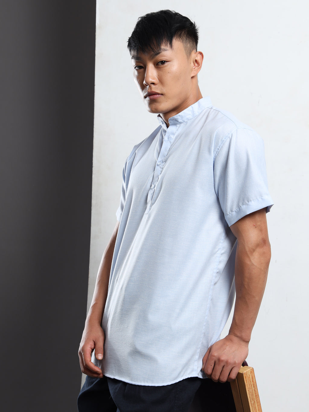 Men’s Sky Blue Short Sleeve Kurta