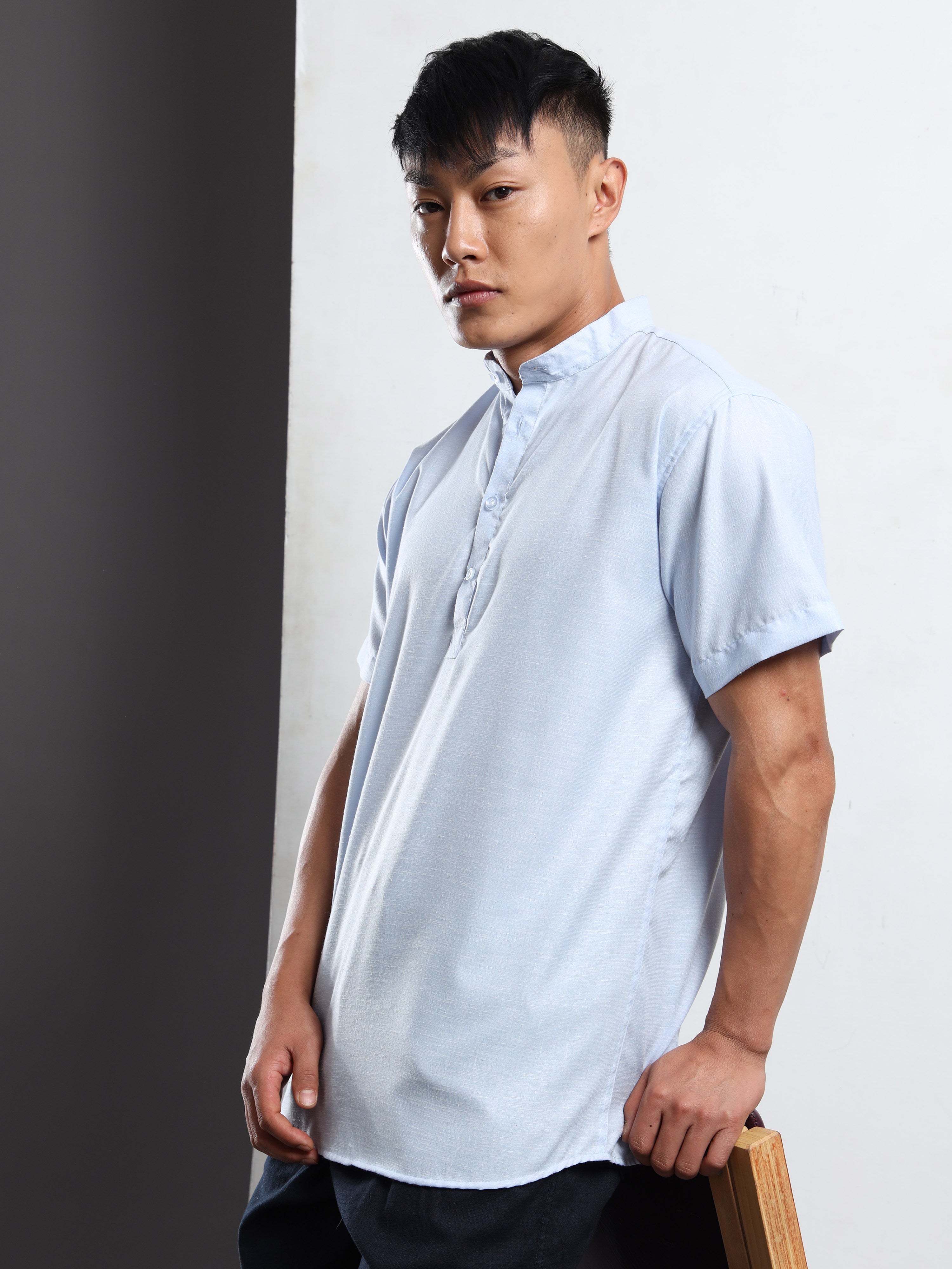 Men’s Sky Blue Short Sleeve Kurta