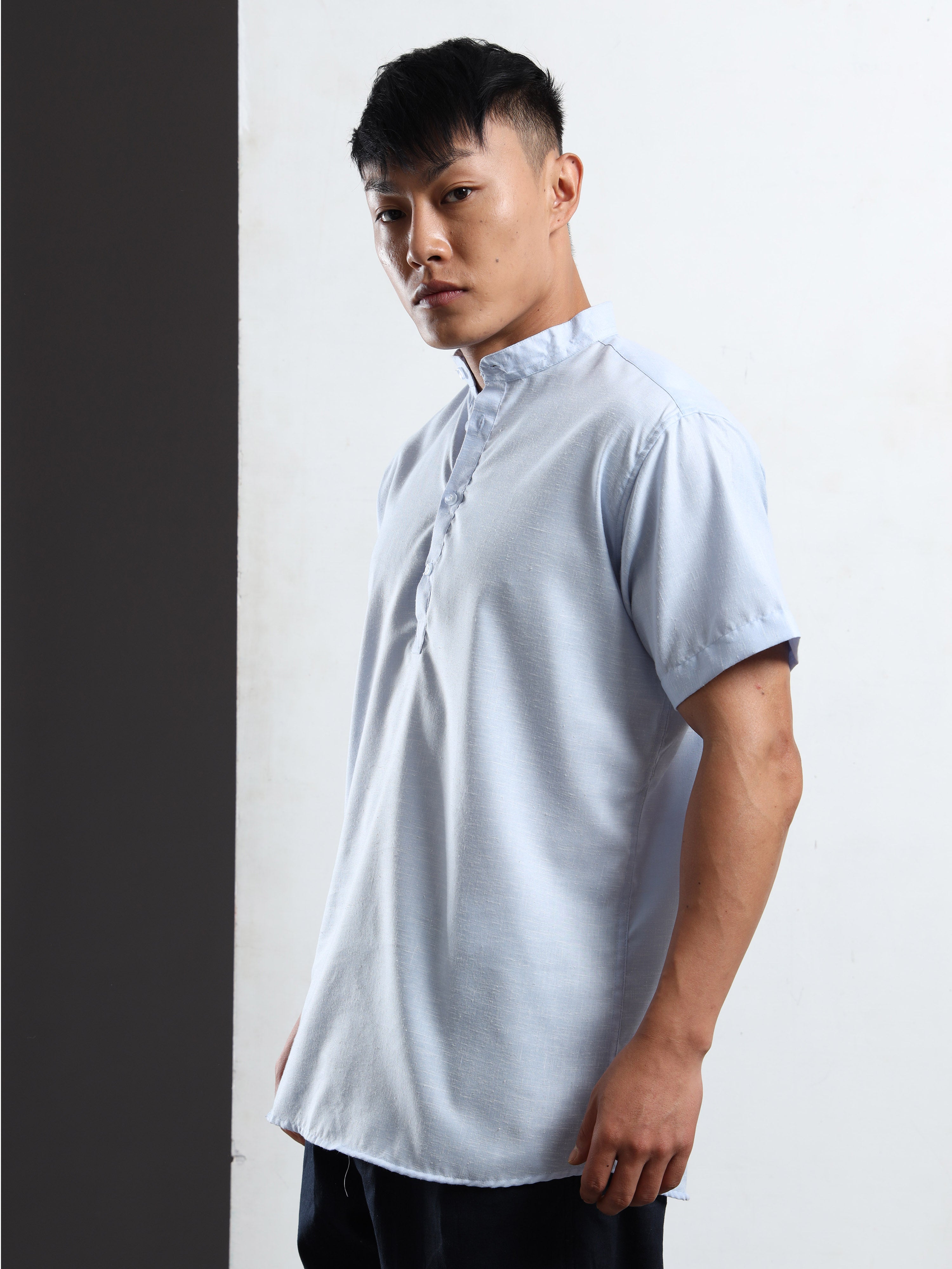 Men’s Sky Blue Short Sleeve Kurta