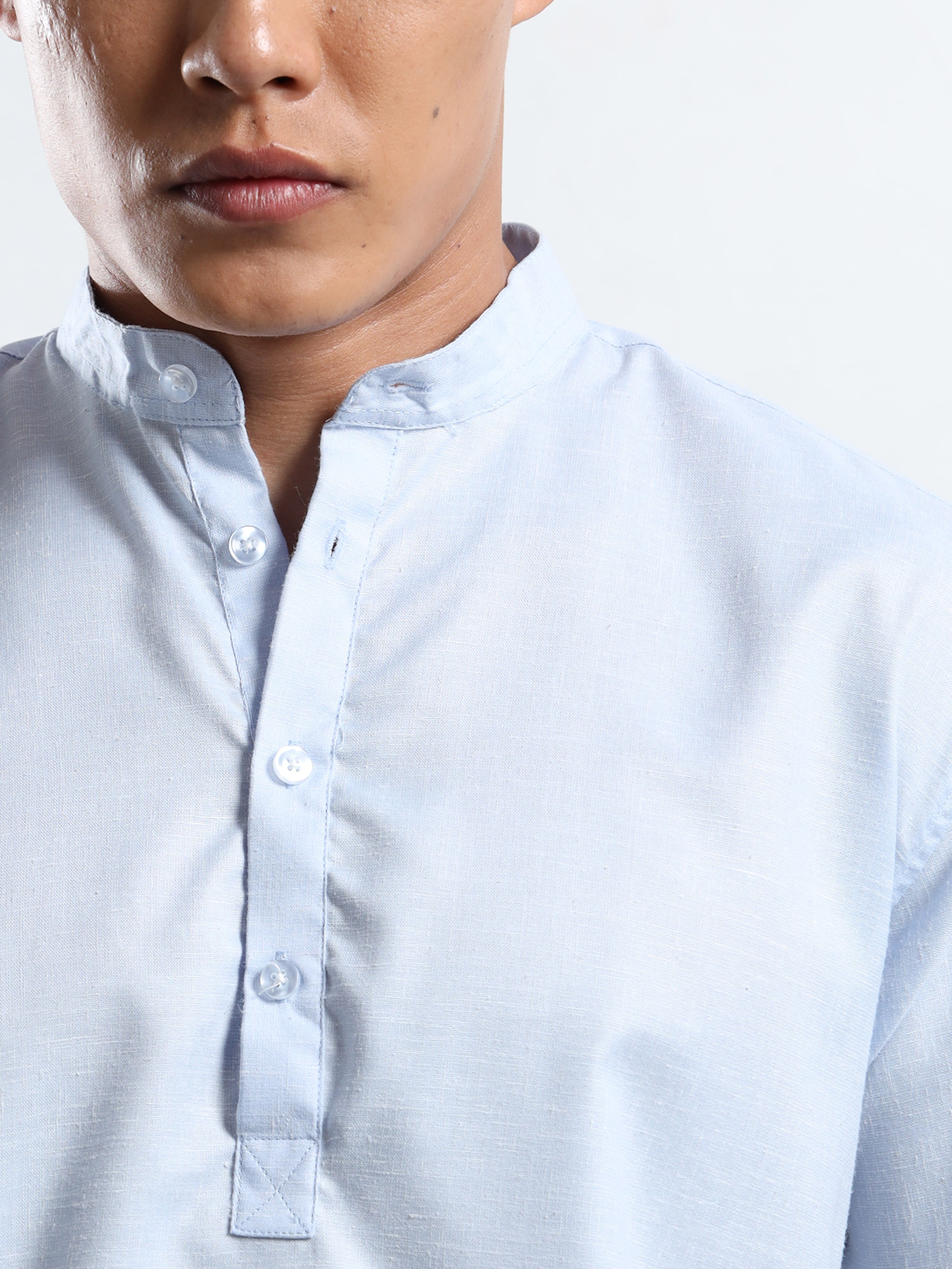 Men’s Sky Blue Short Sleeve Kurta