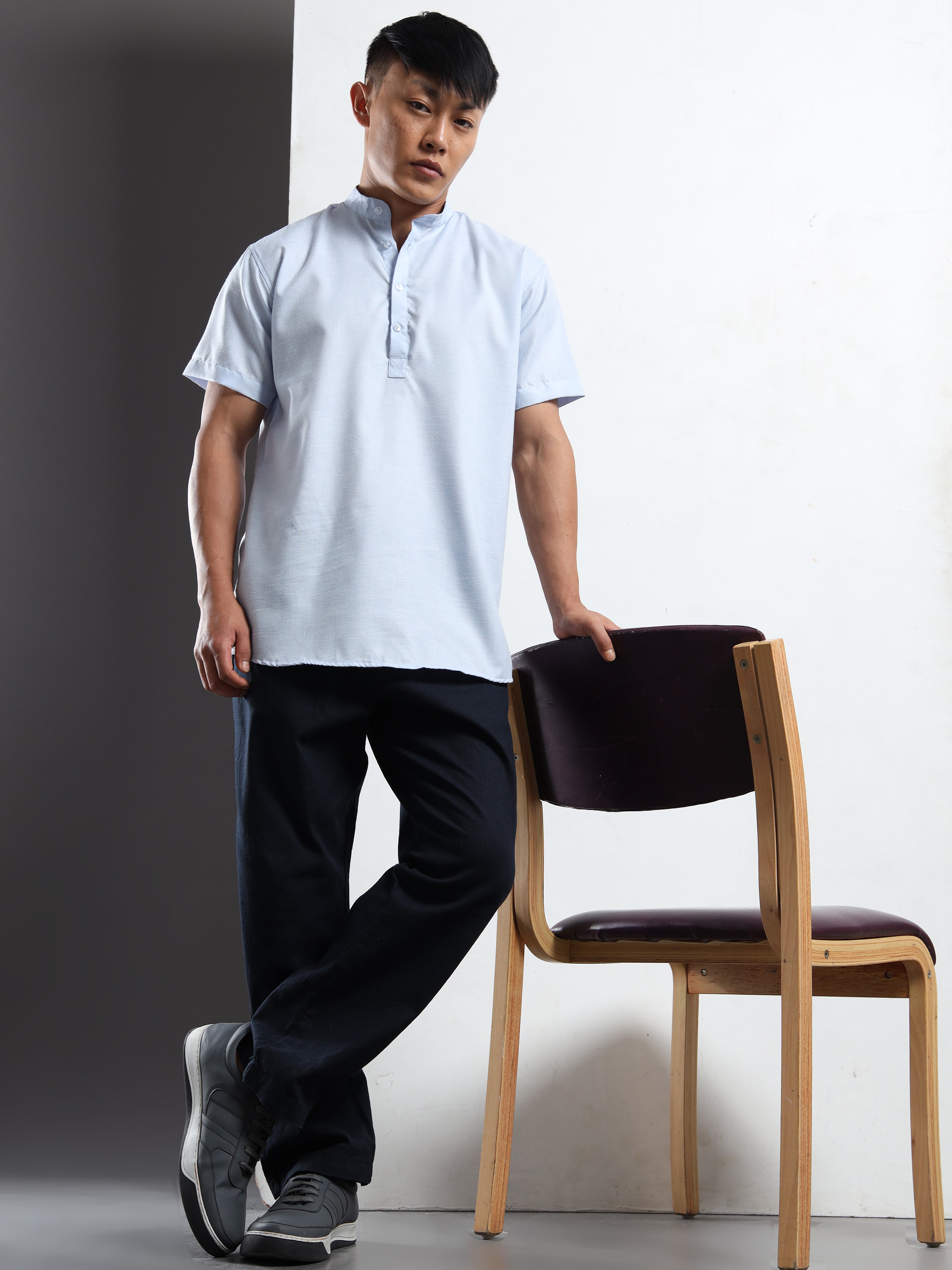 Men’s Sky Blue Short Sleeve Kurta