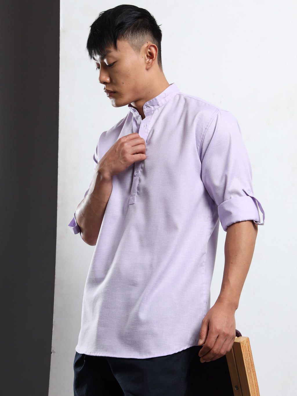 Men’s Lavender Full Sleeve Short Kurta