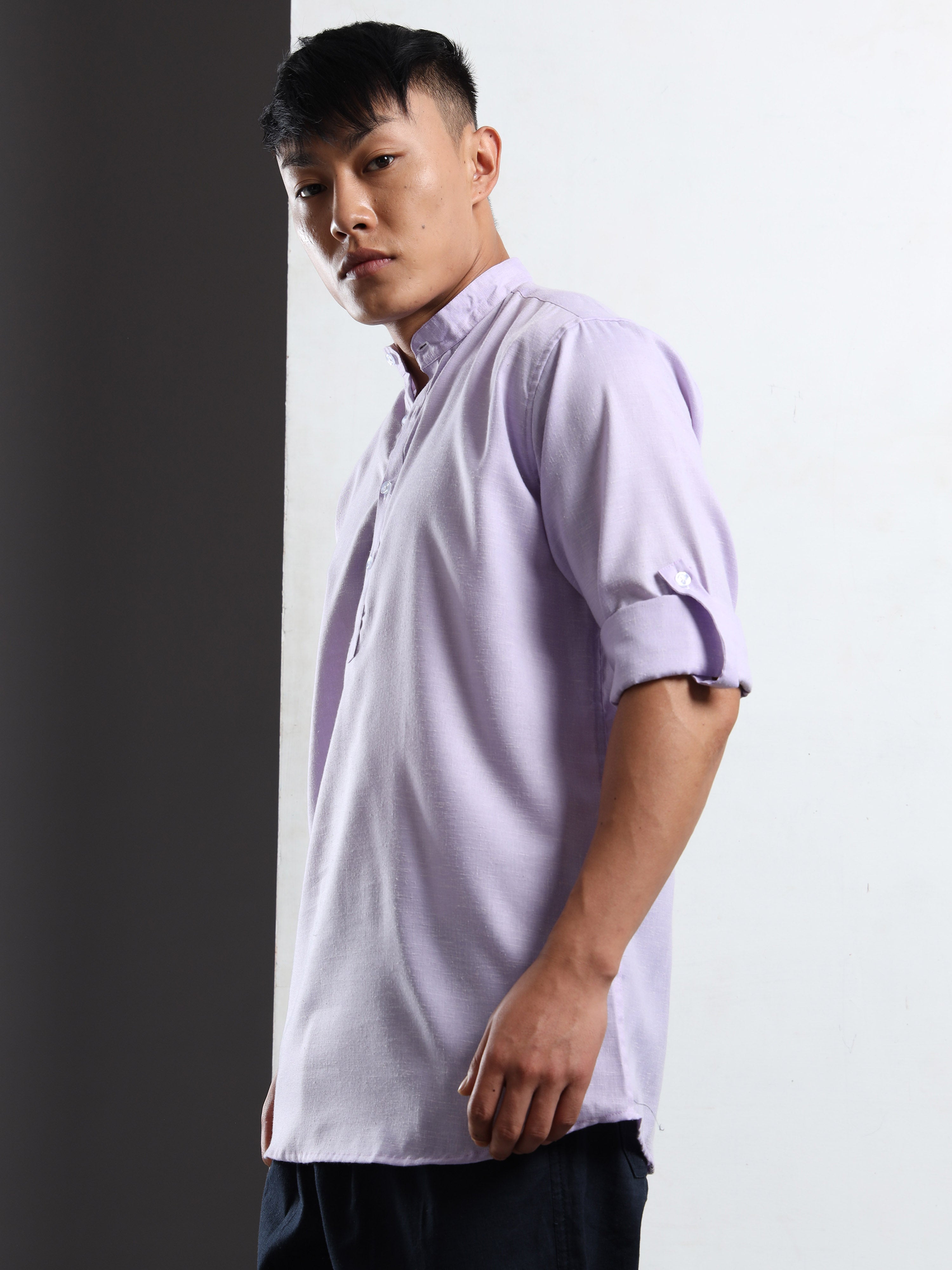 Men’s Lavender Full Sleeve Short Kurta