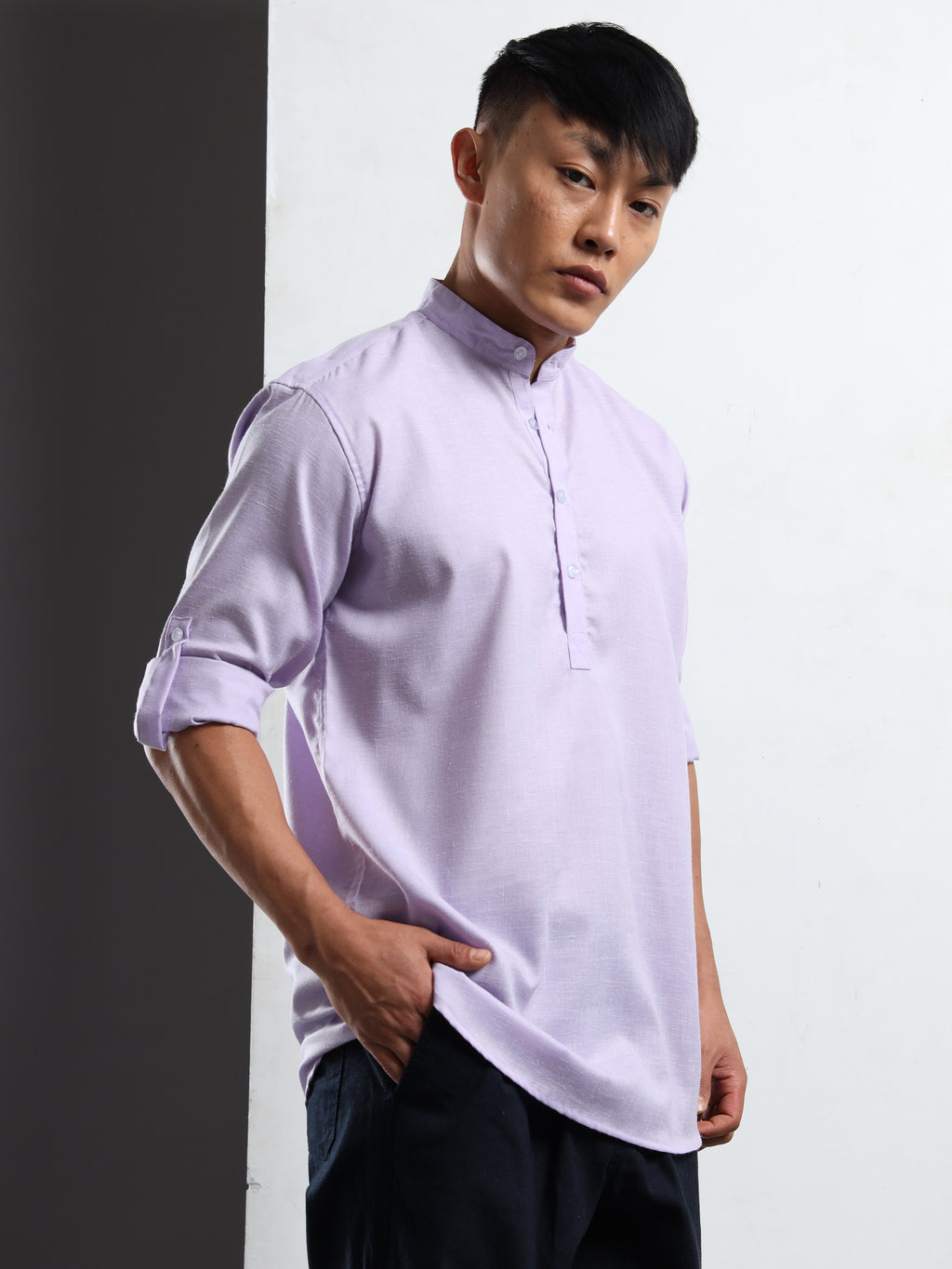 Men’s Lavender Full Sleeve Short Kurta