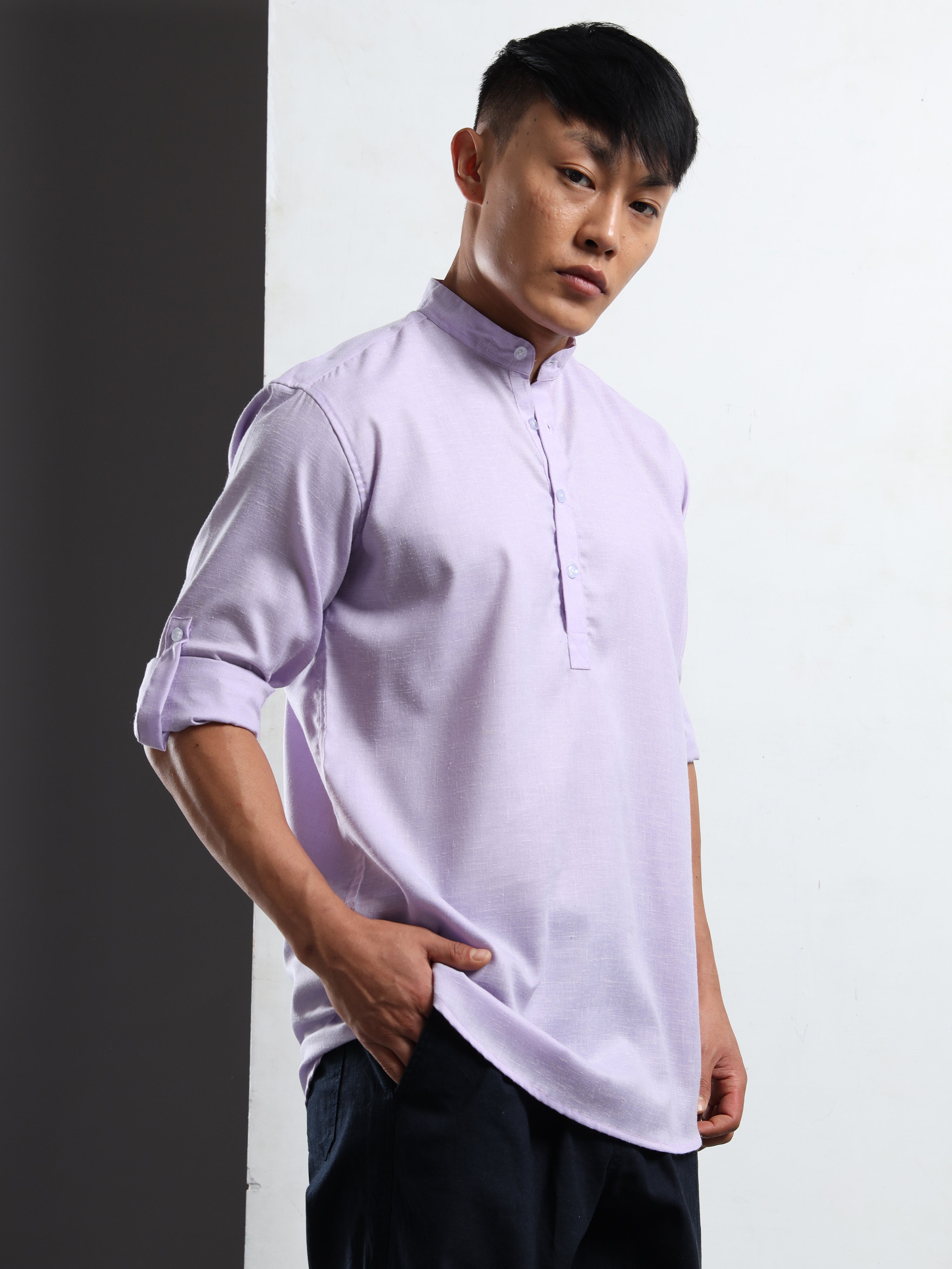 Men’s Lavender Full Sleeve Short Kurta