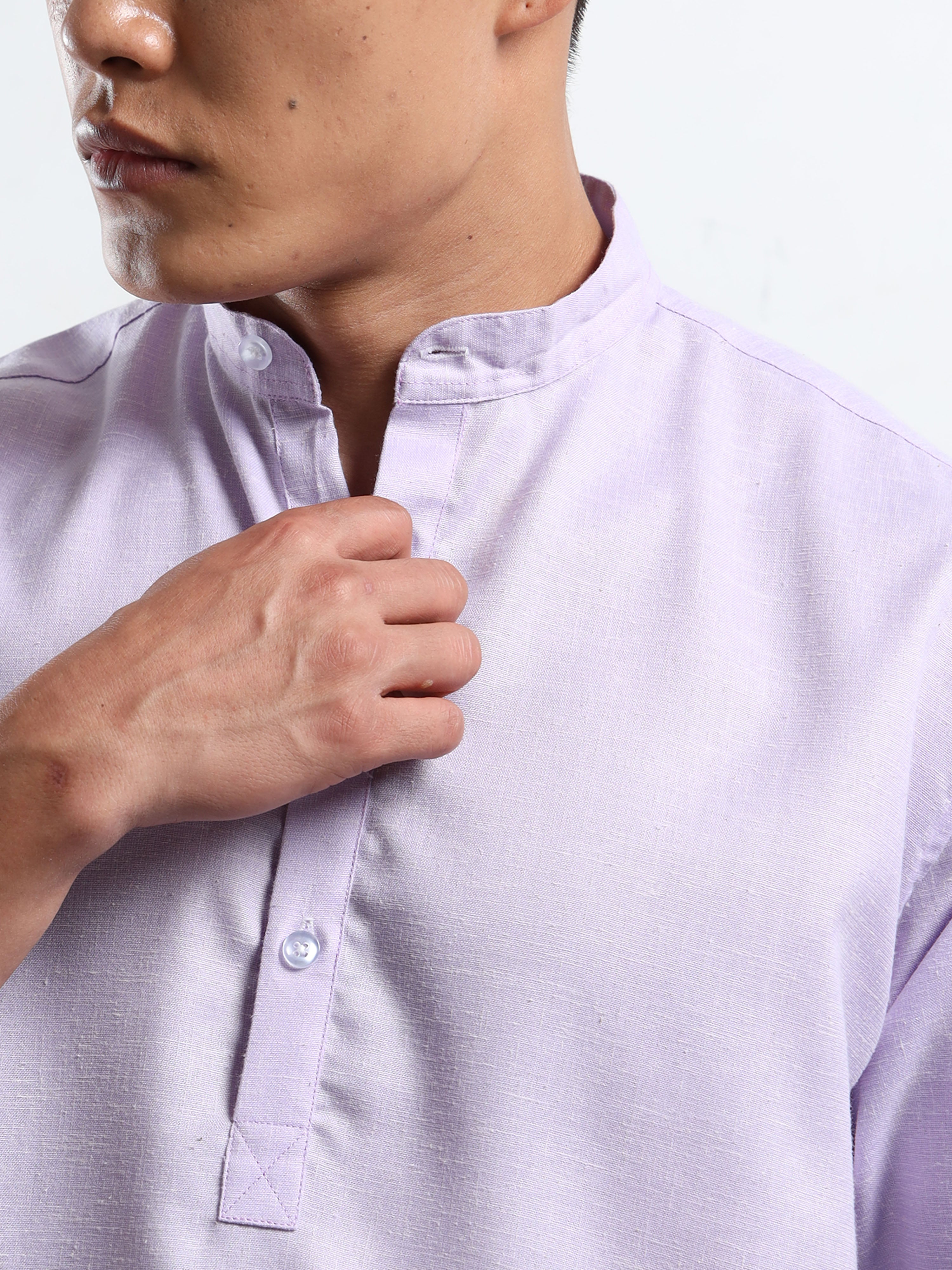 Men’s Lavender Full Sleeve Short Kurta