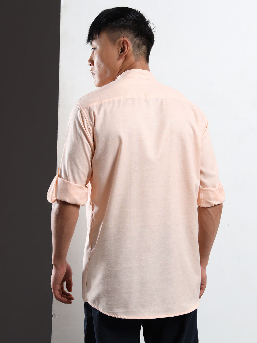 Men’s Peach Full Sleeve Short Kurta