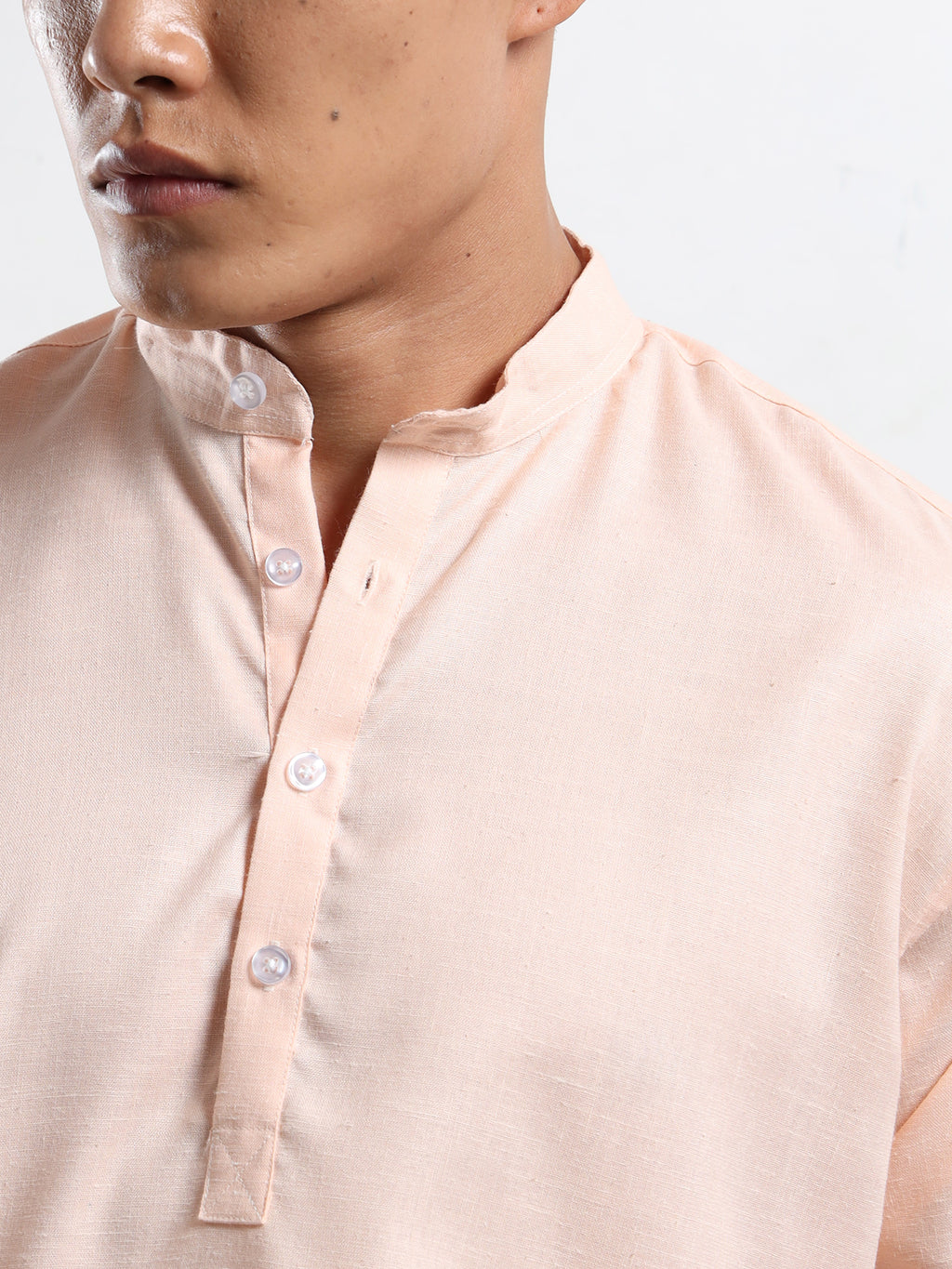 Men’s Peach Full Sleeve Short Kurta