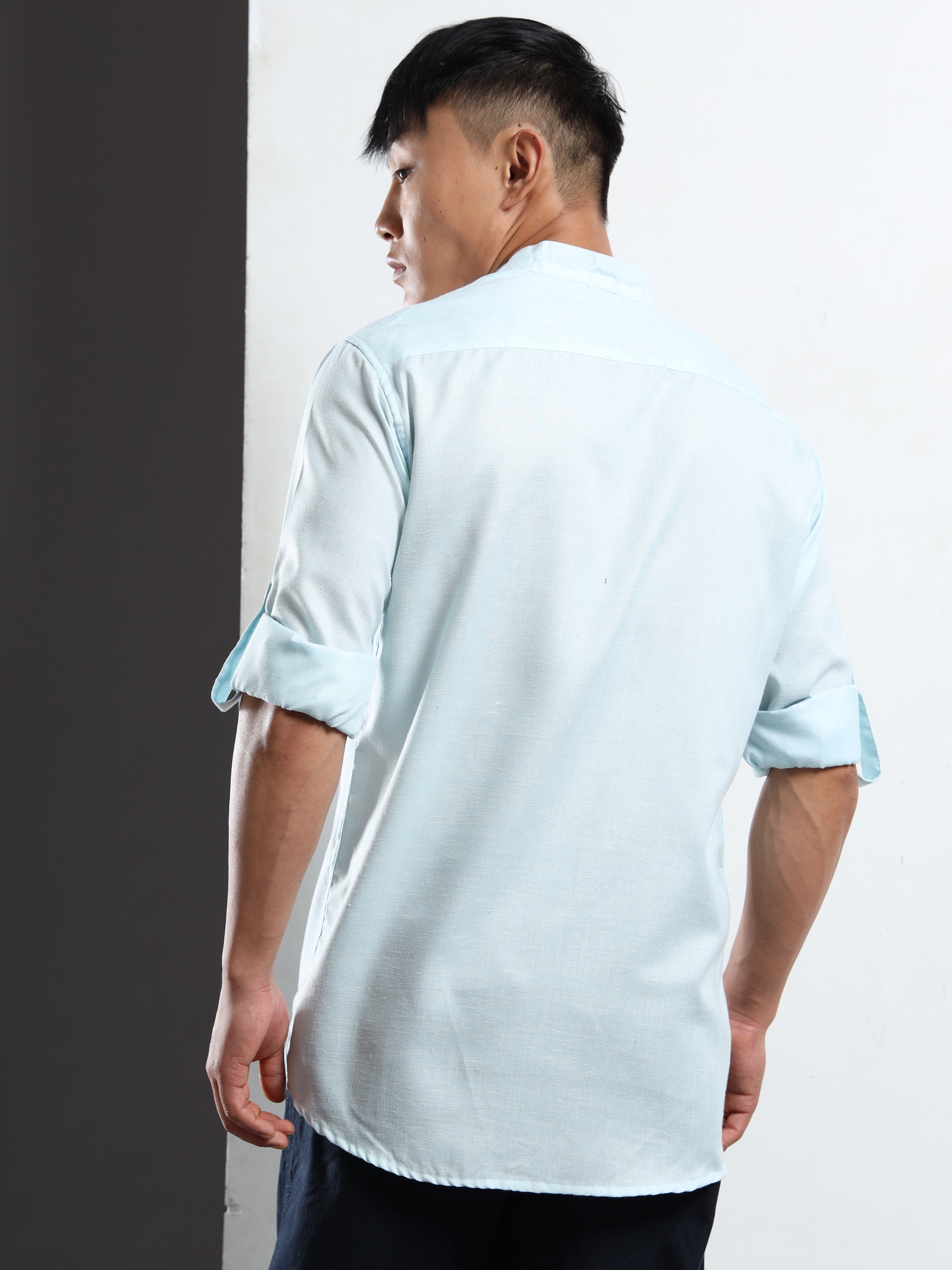 Men’s Light Blue Full Sleeve Short Kurta