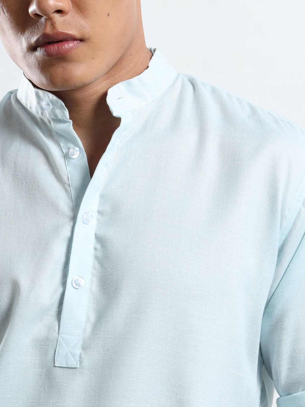 Men’s Light Blue Full Sleeve Short Kurta