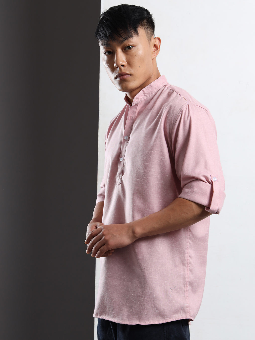 Men’s Pink Full Sleeve Short Kurta
