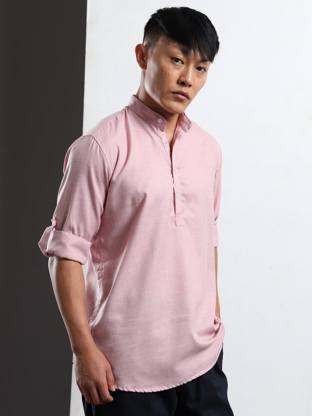 Men’s Pink Full Sleeve Short Kurta