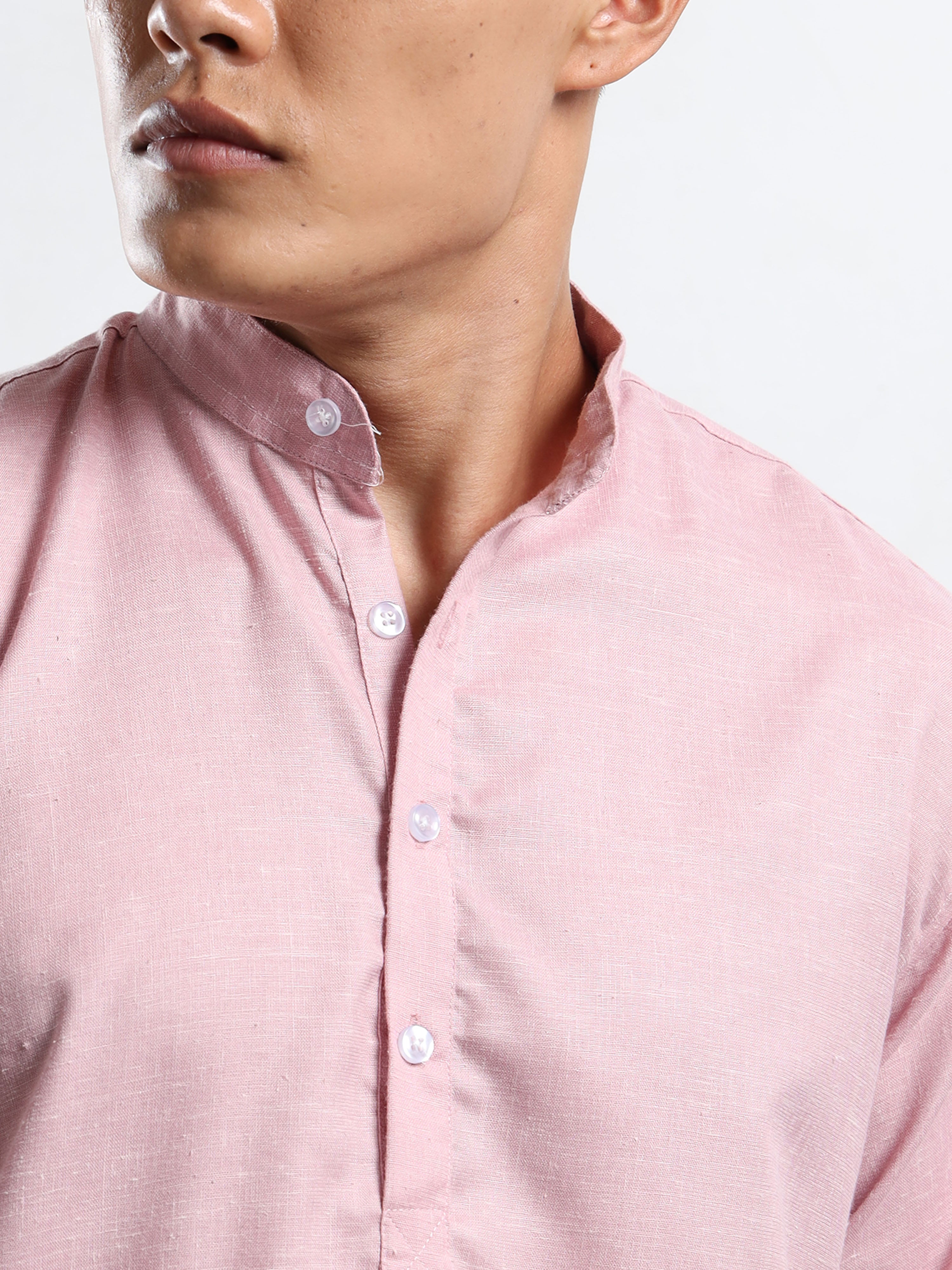 Men’s Pink Full Sleeve Short Kurta