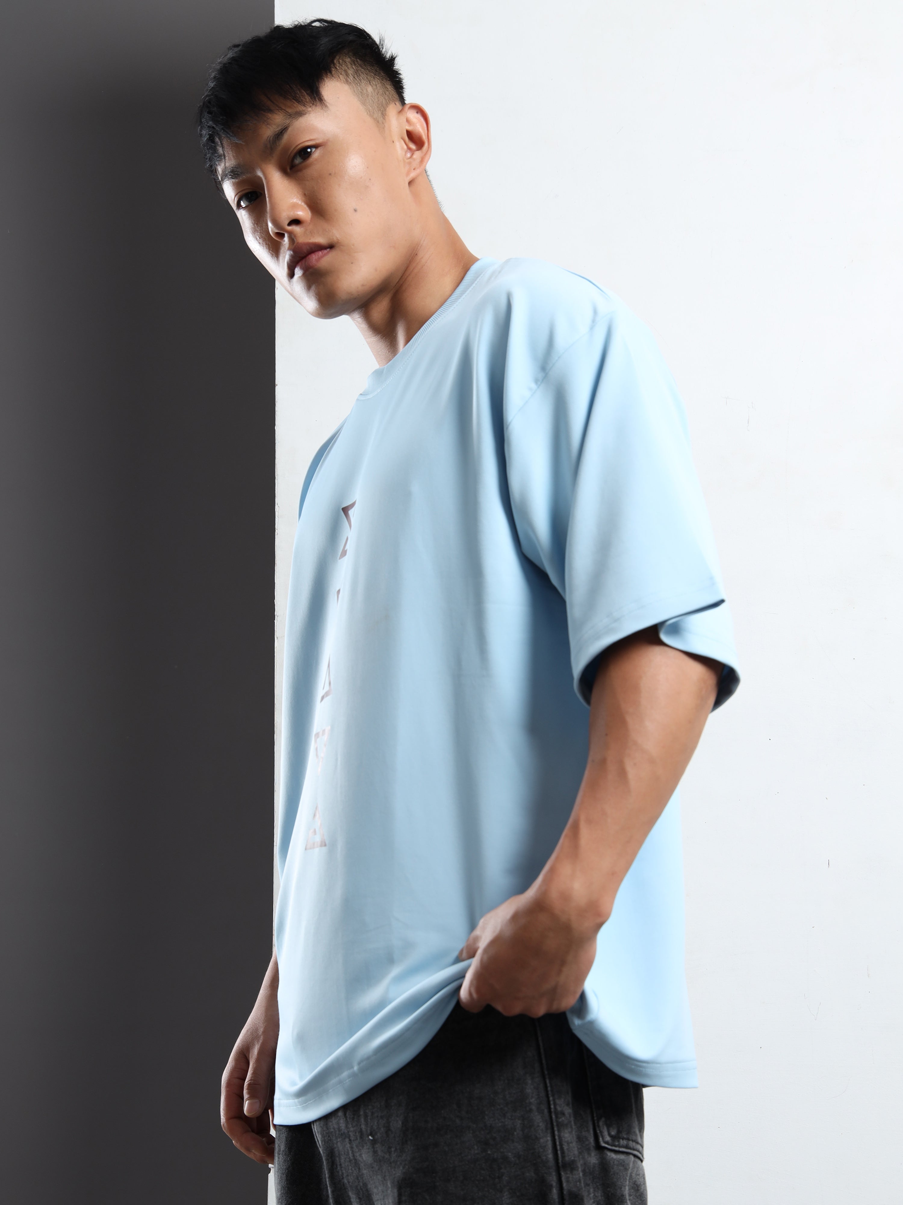 Men's Light Blue Samurai Silhouette Oversized T-Shirt