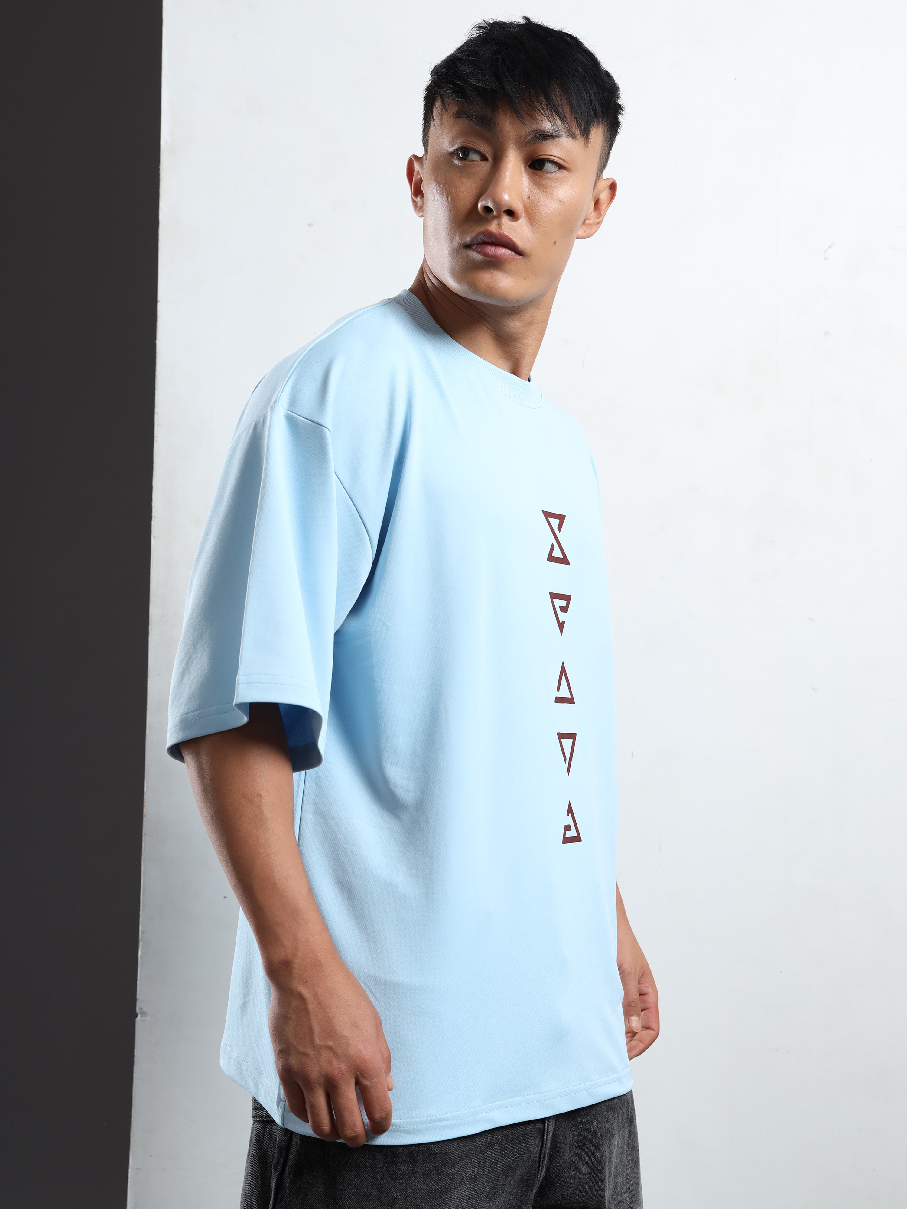 Men's Light Blue Samurai Silhouette Oversized T-Shirt