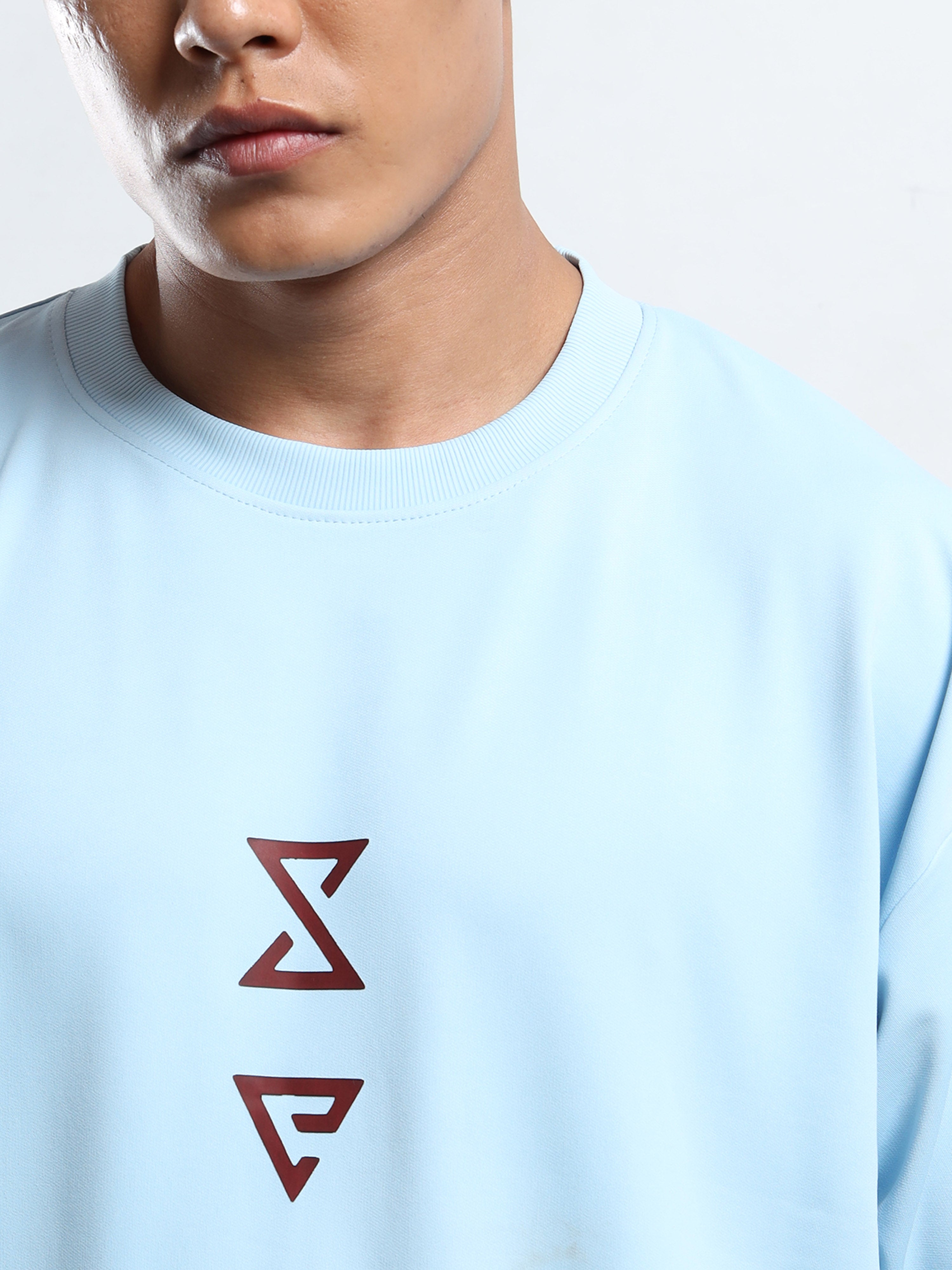 Men's Light Blue Samurai Silhouette Oversized T-Shirt