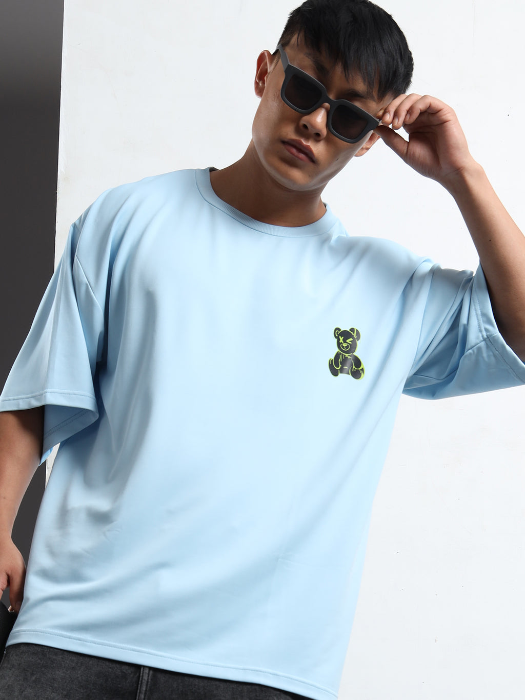Men's Light Blue Limited Edition Bear Oversized T-Shirt