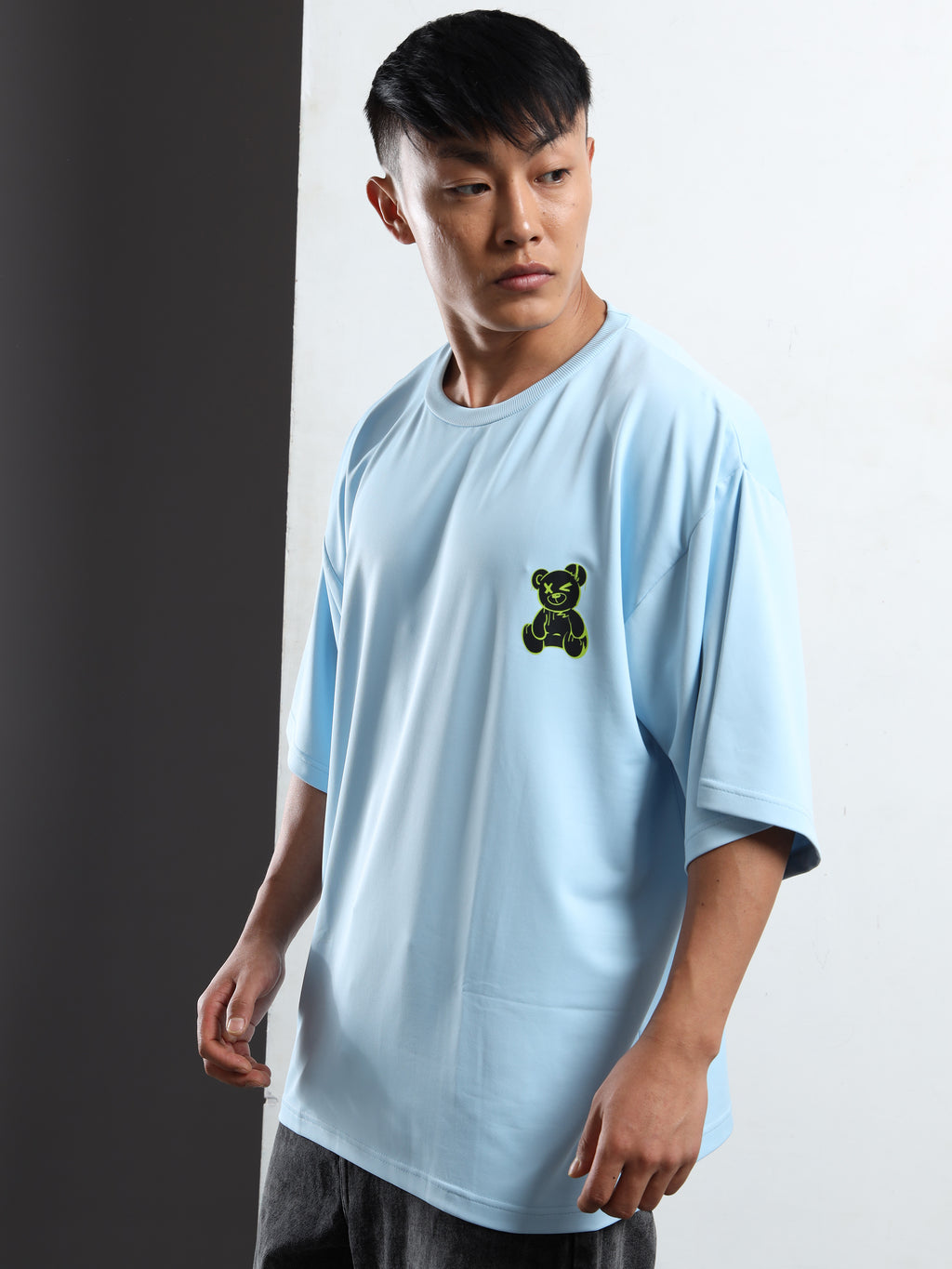 Men's Light Blue Limited Edition Bear Oversized T-Shirt