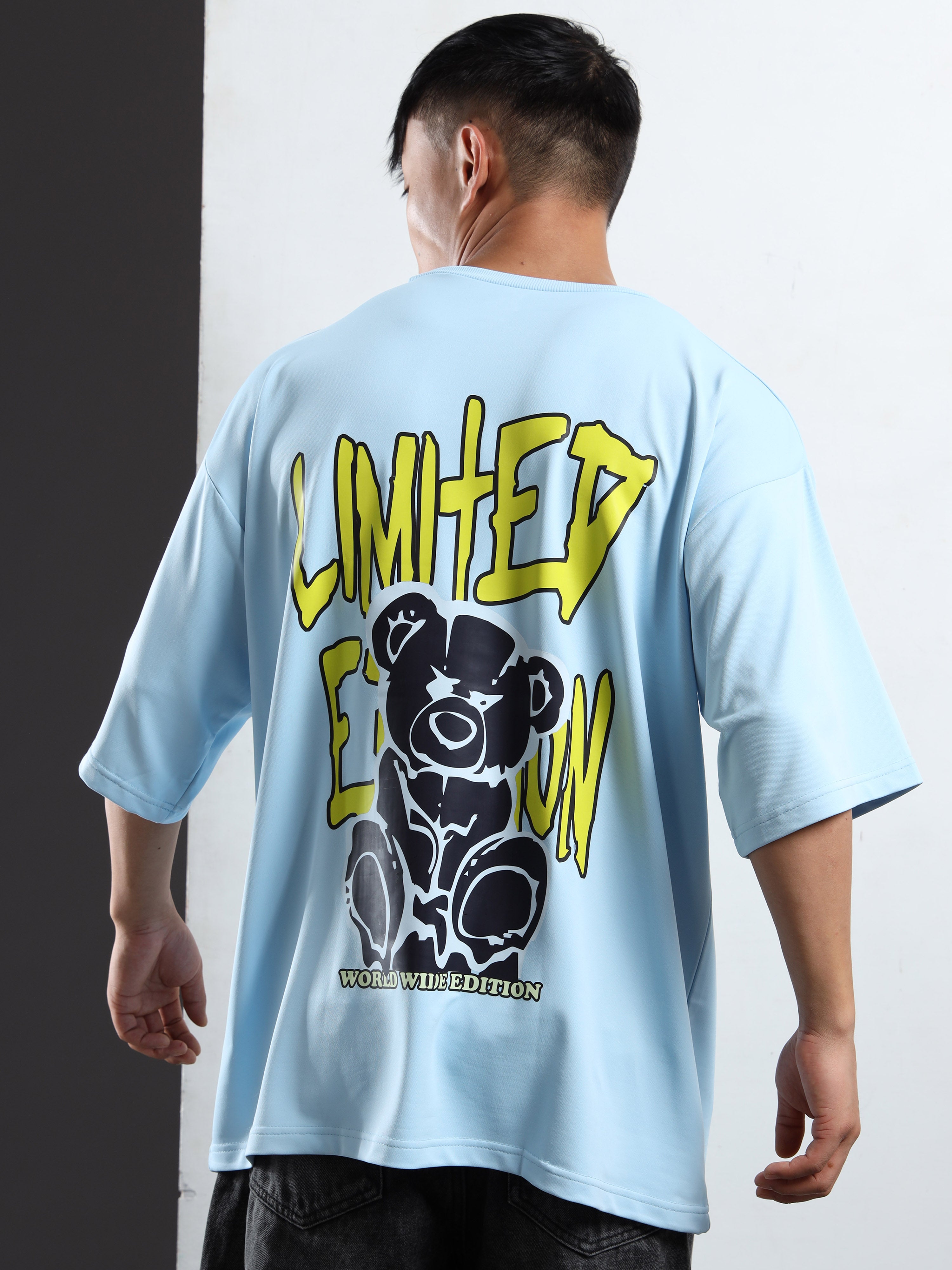 Men's Light Blue Limited Edition Bear Oversized T-Shirt