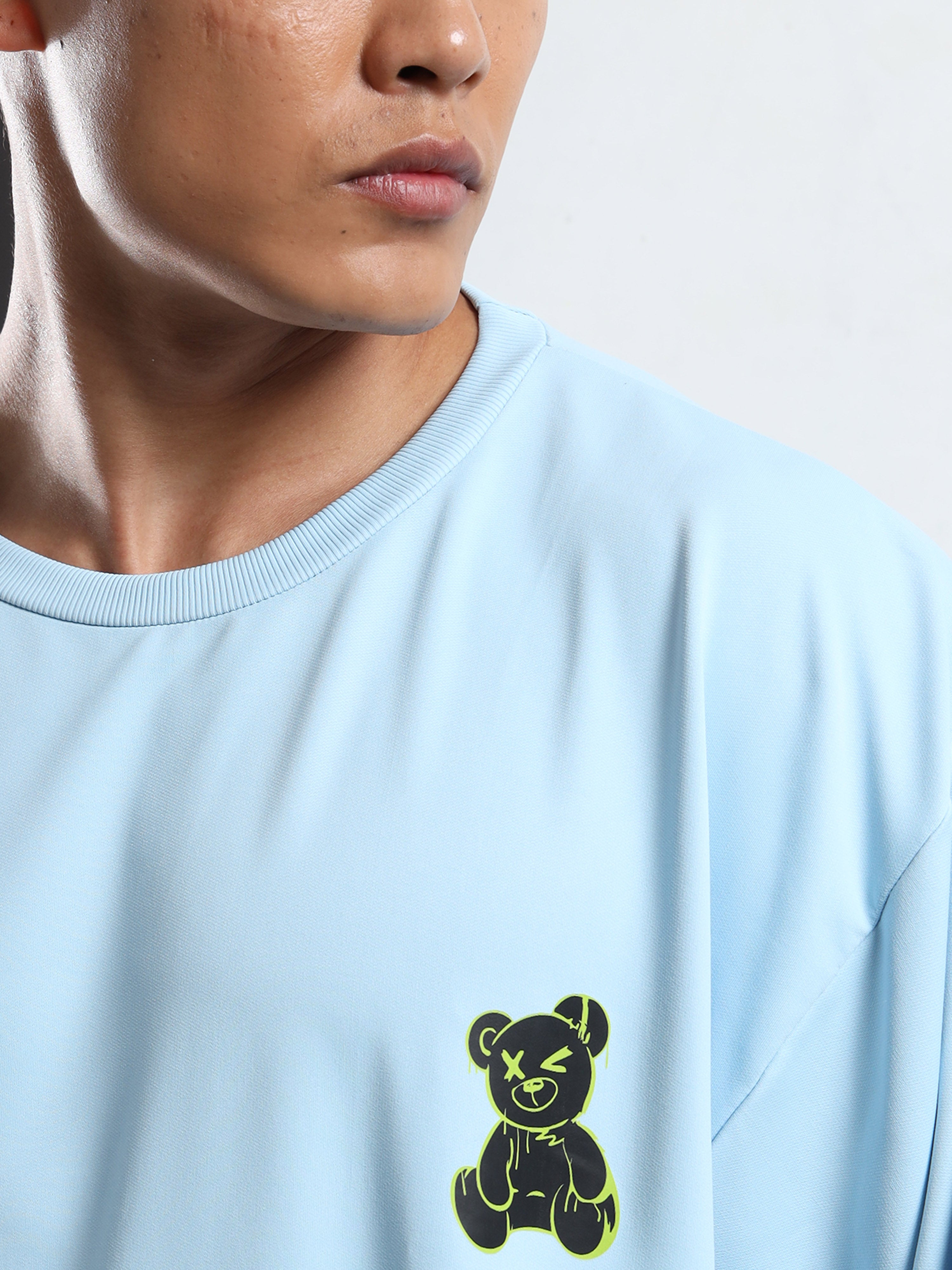 Men's Light Blue Limited Edition Bear Oversized T-Shirt