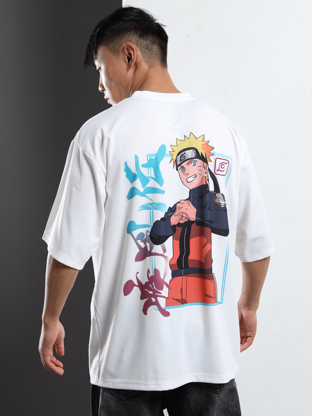 Men's White Naruto Shippuden Oversized T-Shirt
