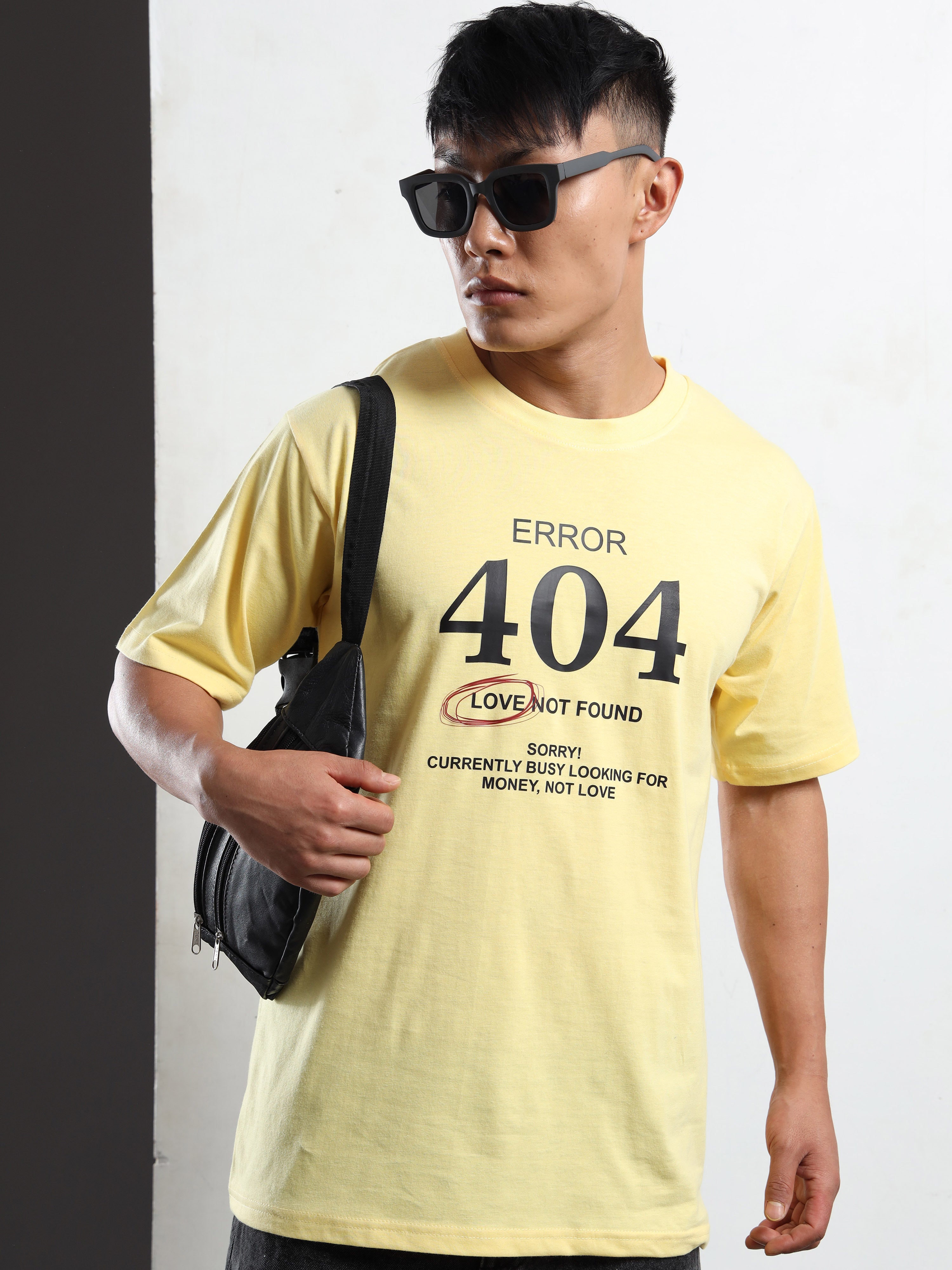 Men's Light Yellow Error 404 Graphic T-Shirt