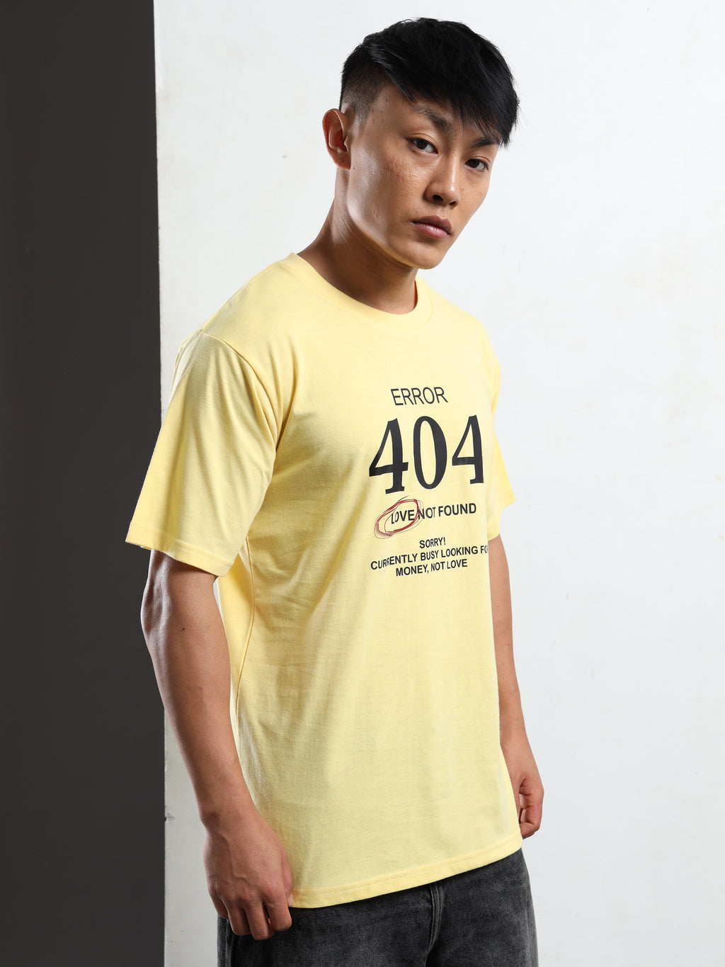 Men's Light Yellow Error 404 Graphic T-Shirt