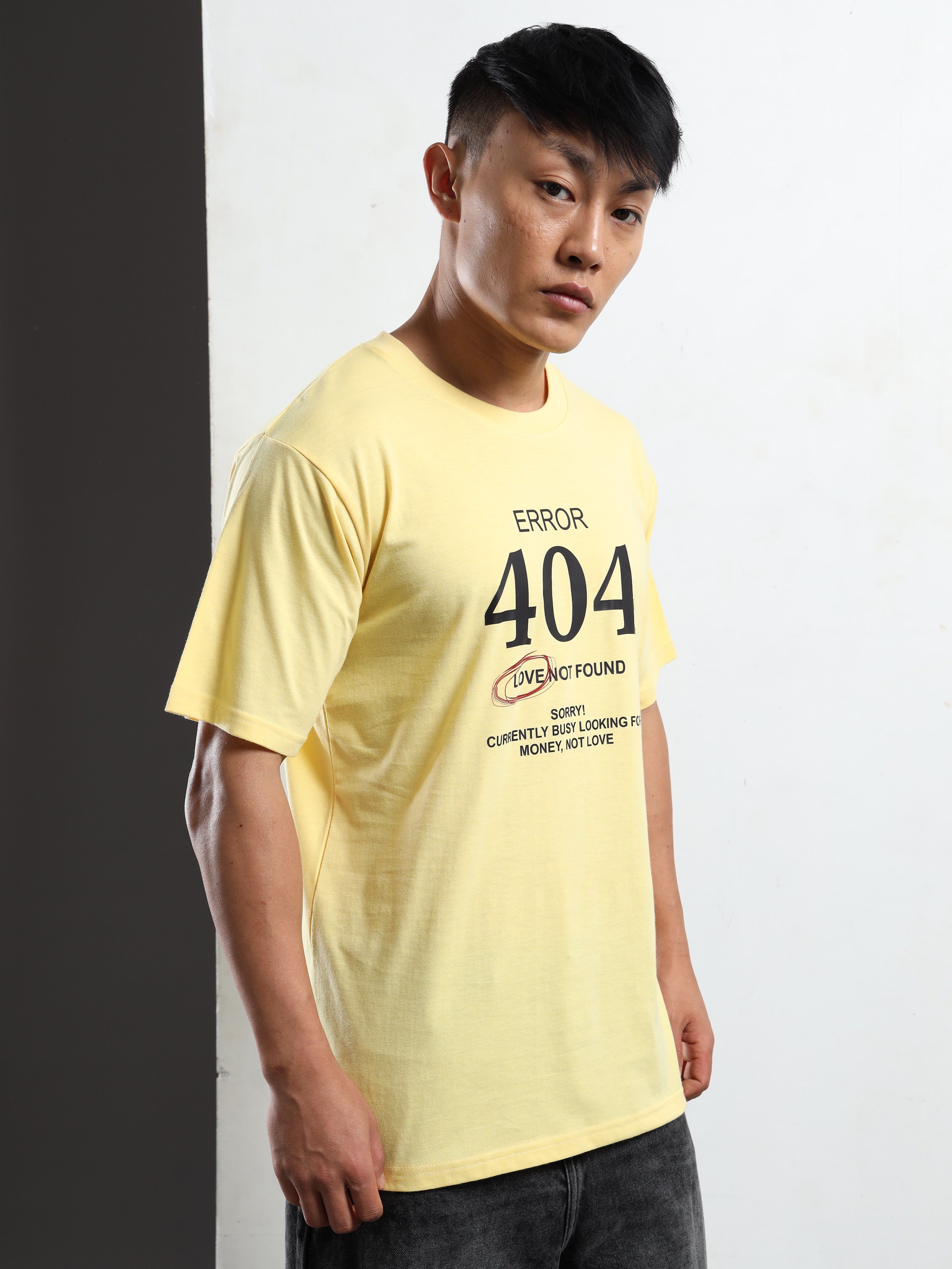Men's Light Yellow Error 404 Graphic T-Shirt