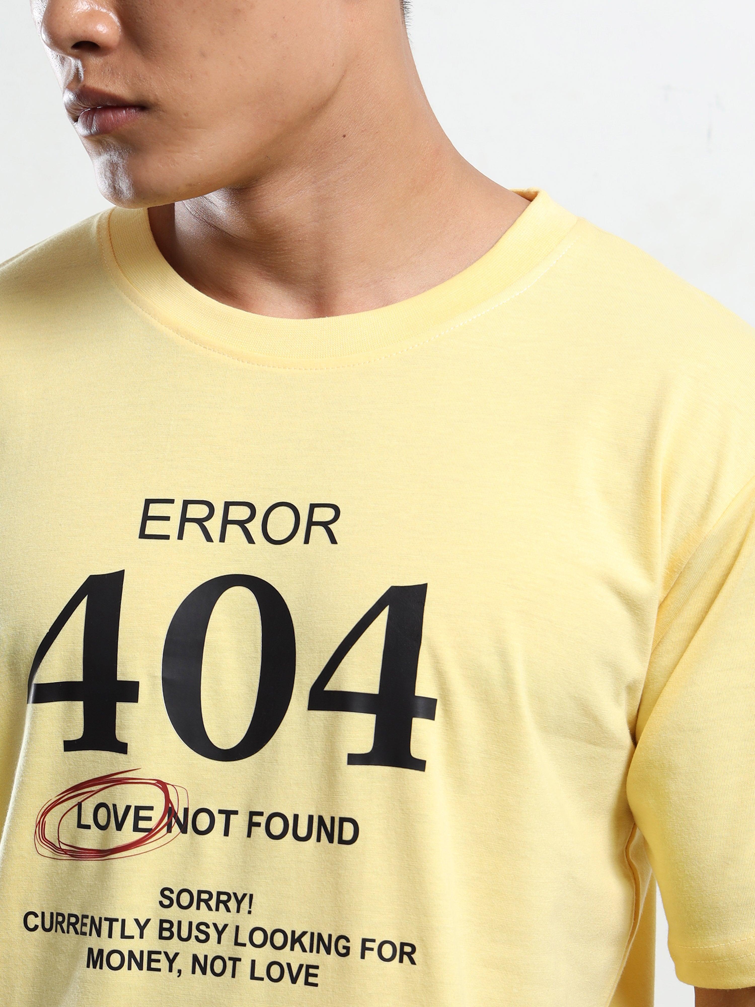 Men's Light Yellow Error 404 Graphic T-Shirt