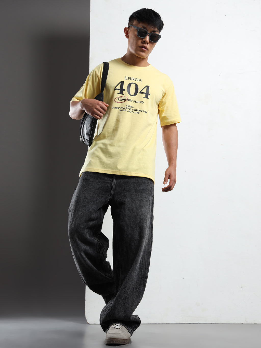 Men's Light Yellow Error 404 Graphic T-Shirt
