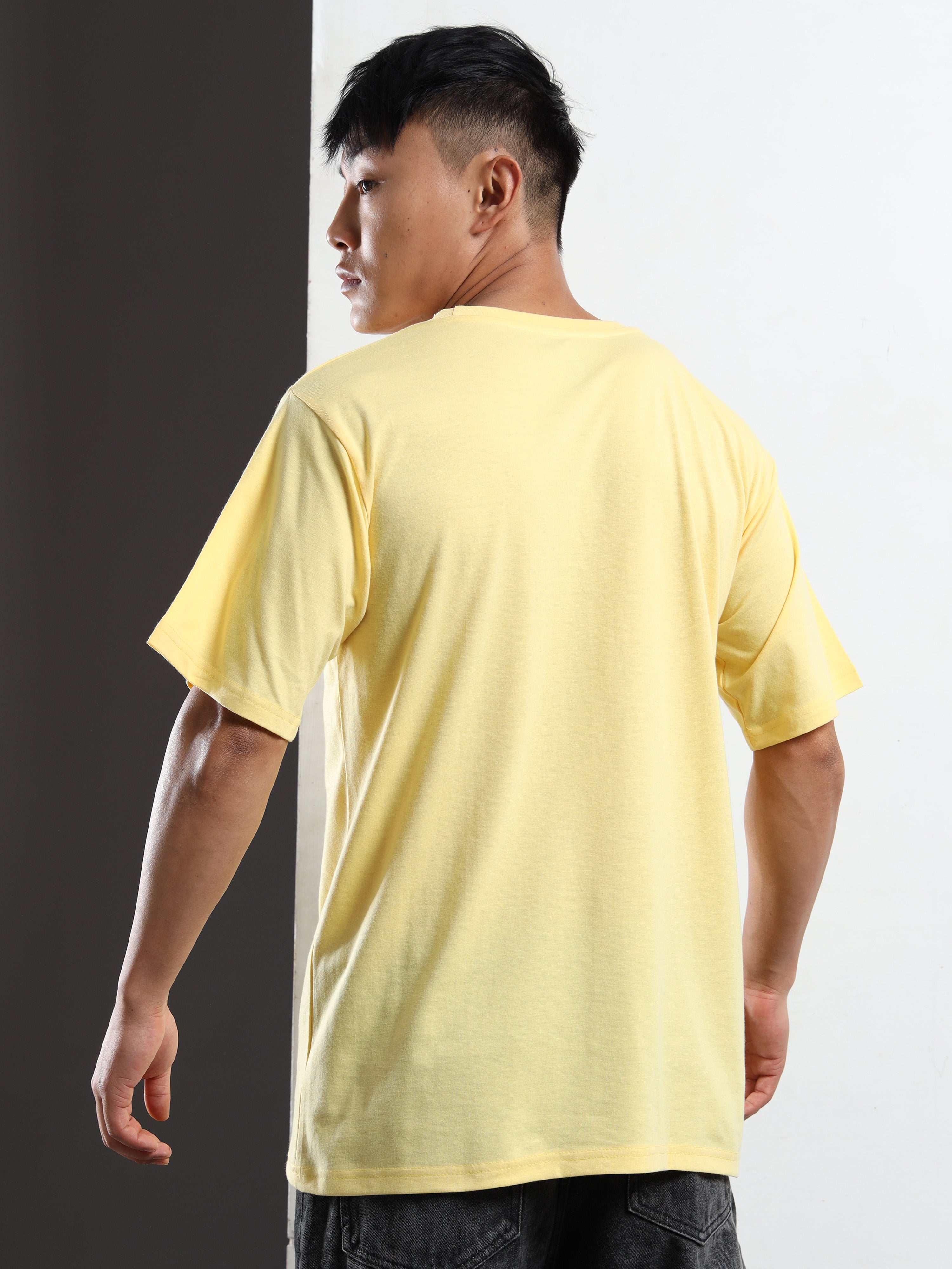 Men's Light Yellow Play Hard Dream Big Graphic T-Shirt