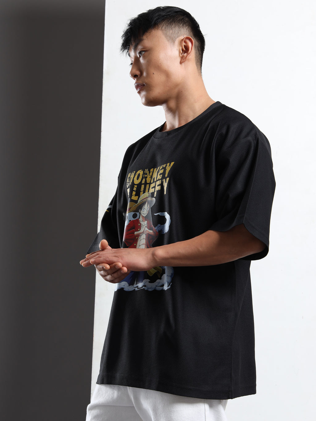 Black Oversized “Monkey D. Luffy” Graphic Tee